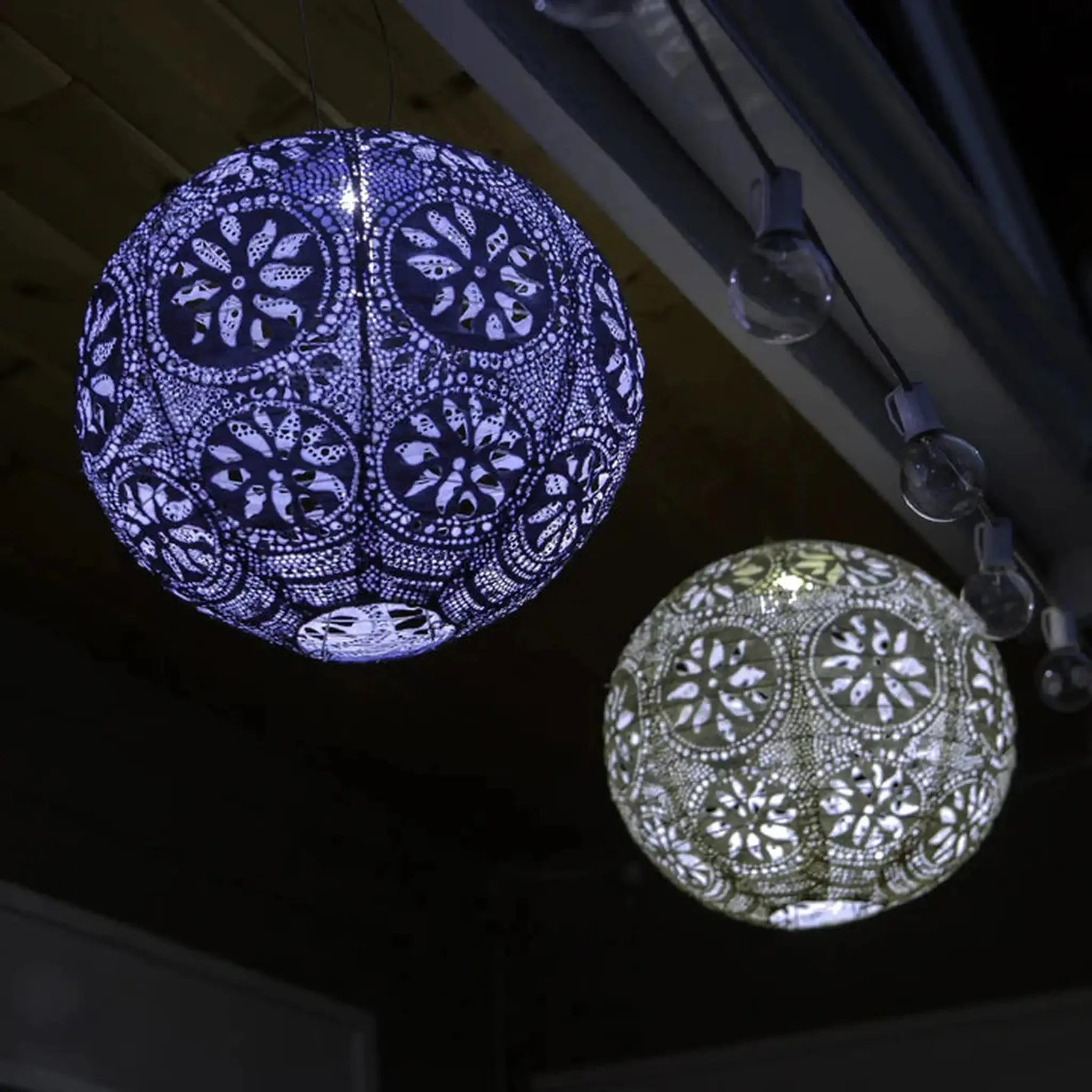 12" Boho Globe Solar Lantern