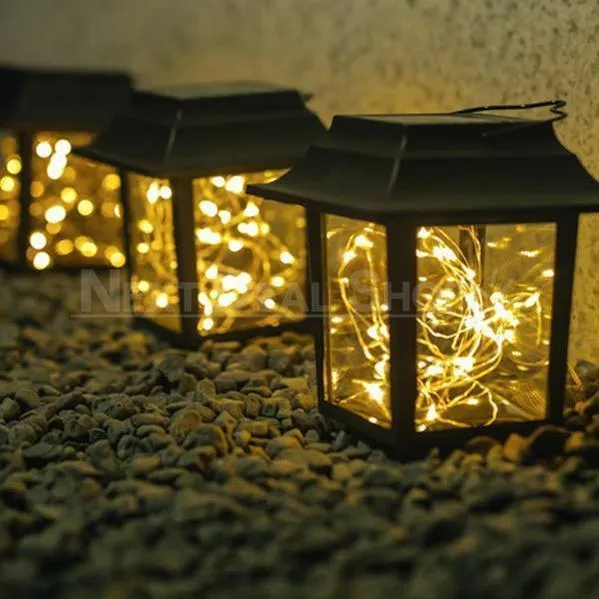 2 in 1 Solar-Powered Copper Wire LED Lantern Light