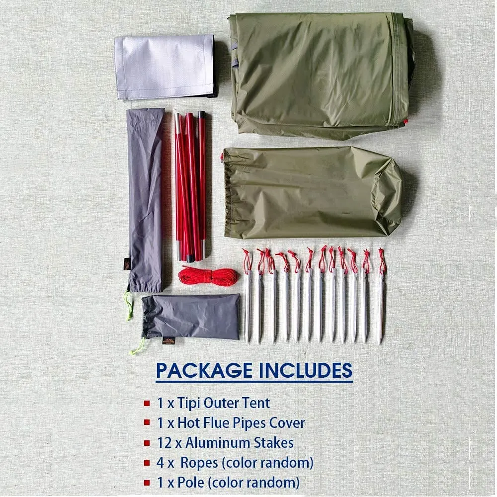 4 Persons 5Lb Lightweight Tipi Hot Tents with Stove Jack, 7'3" Standing Room, Teepee Tent for Hunting Family Team Backpacking Camping Hiking