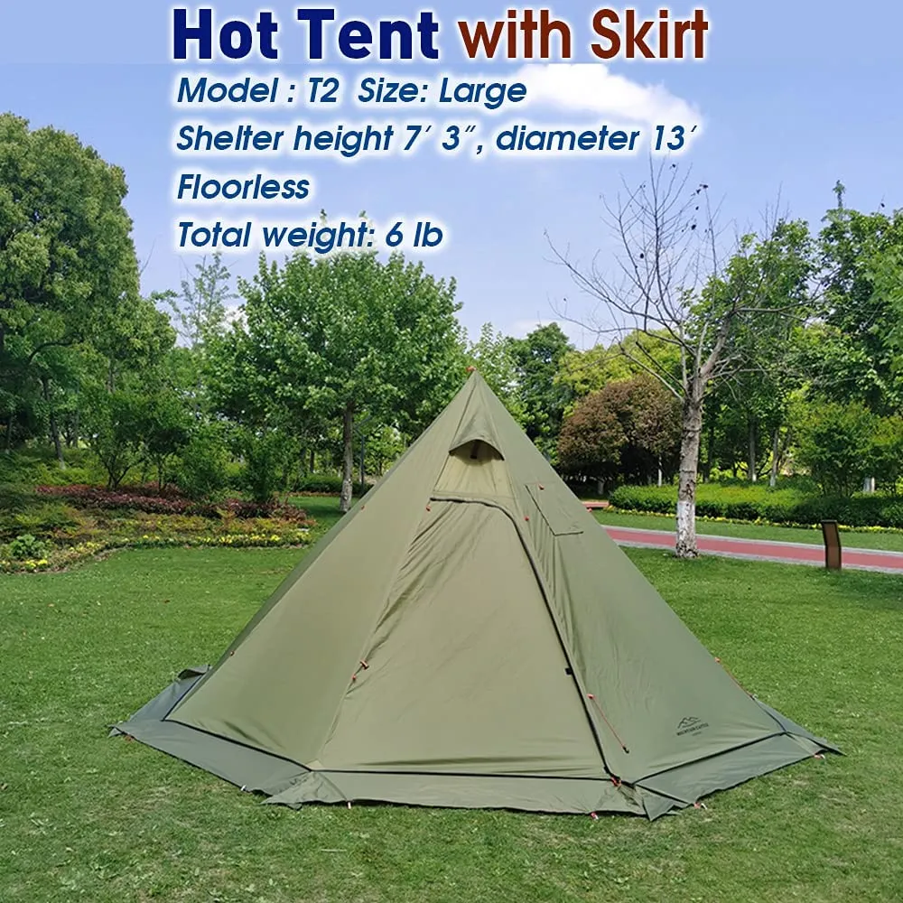 4 Persons 5Lb Lightweight Tipi Hot Tents with Stove Jack, 7'3" Standing Room, Teepee Tent for Hunting Family Team Backpacking Camping Hiking