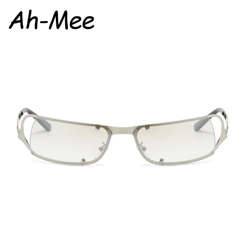 Cycling Fashion Rimless Y2K Sunglasses Women Men Trendy 2000'S Wrap Around Sun Glasses Punk Goggles Rectangle Sports Shades