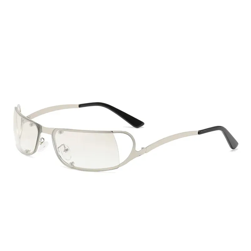 Cycling Fashion Rimless Y2K Sunglasses Women Men Trendy 2000'S Wrap Around Sun Glasses Punk Goggles Rectangle Sports Shades