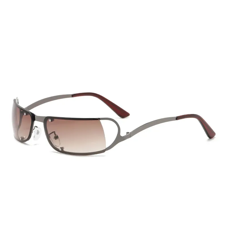 Cycling Fashion Rimless Y2K Sunglasses Women Men Trendy 2000'S Wrap Around Sun Glasses Punk Goggles Rectangle Sports Shades