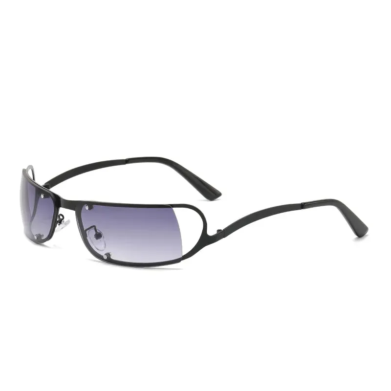 Cycling Fashion Rimless Y2K Sunglasses Women Men Trendy 2000'S Wrap Around Sun Glasses Punk Goggles Rectangle Sports Shades