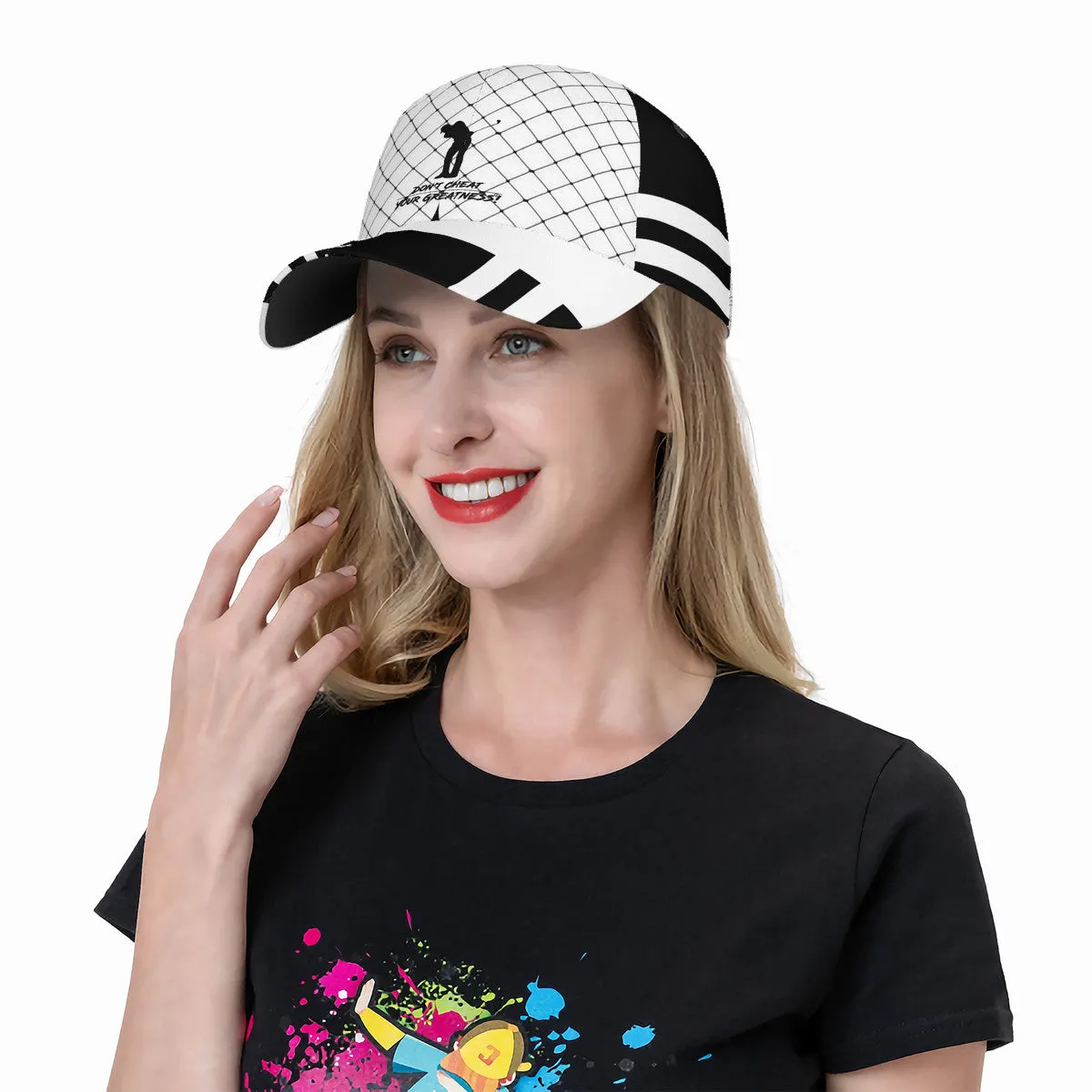 DCYG Black Netting & White S24 Golfers Curved Brim Baseball Cap (AOP)