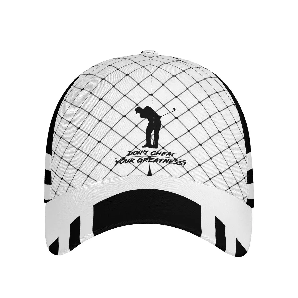 DCYG Black Netting & White S24 Golfers Curved Brim Baseball Cap (AOP)