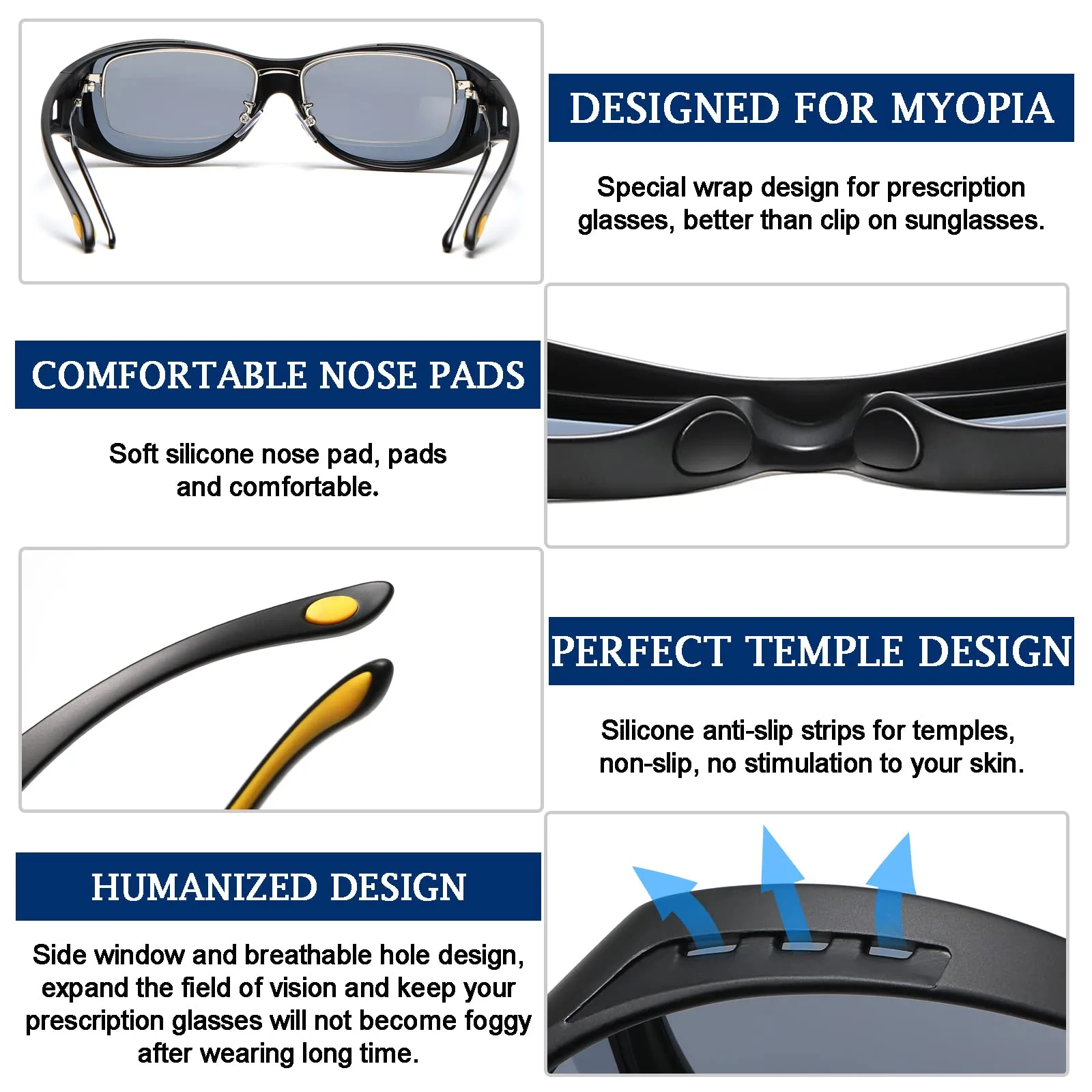 DUCO Men's Wraparound Fitover Polarizd Wear Over Sunglasses 8953