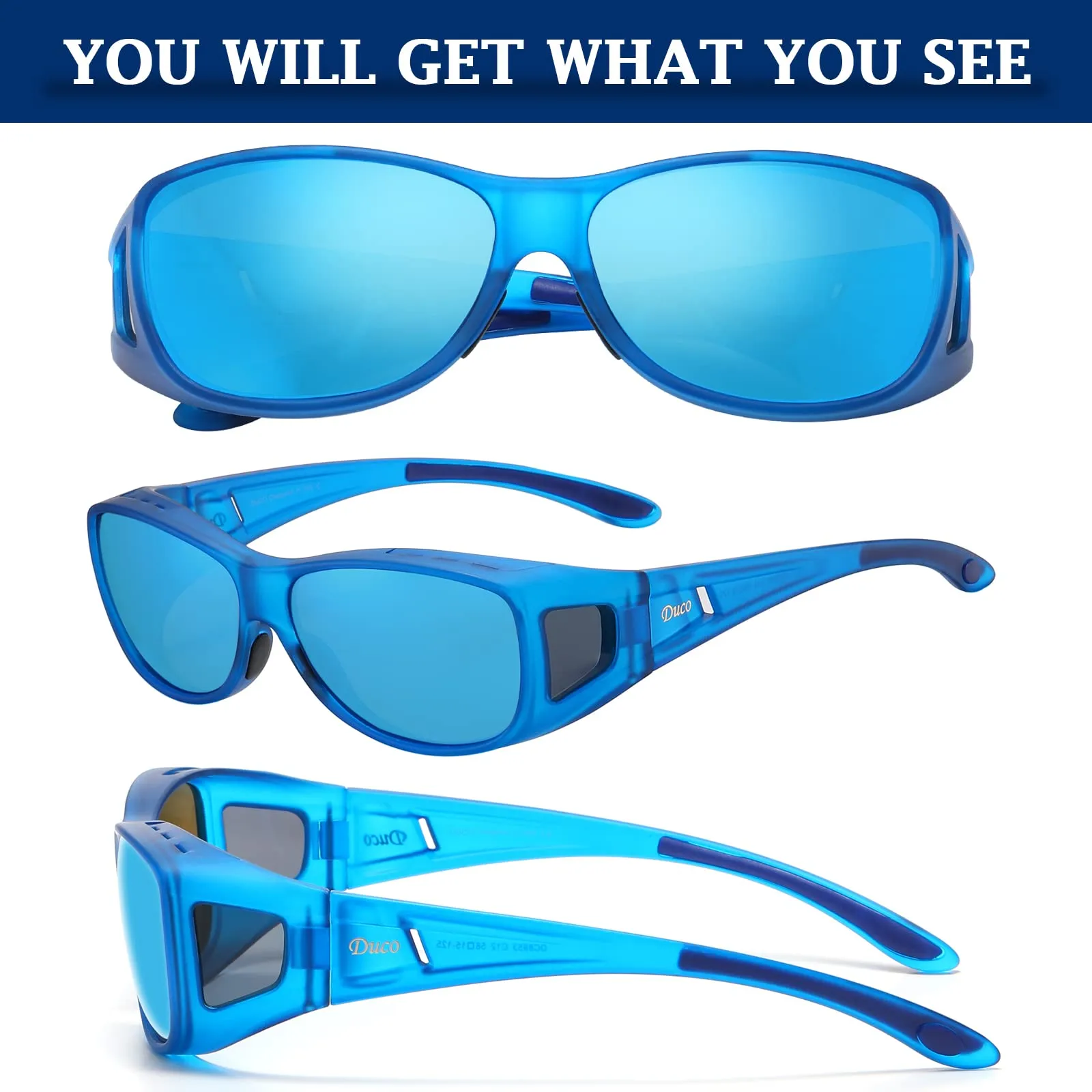 DUCO Men's Wraparound Fitover Polarizd Wear Over Sunglasses 8953