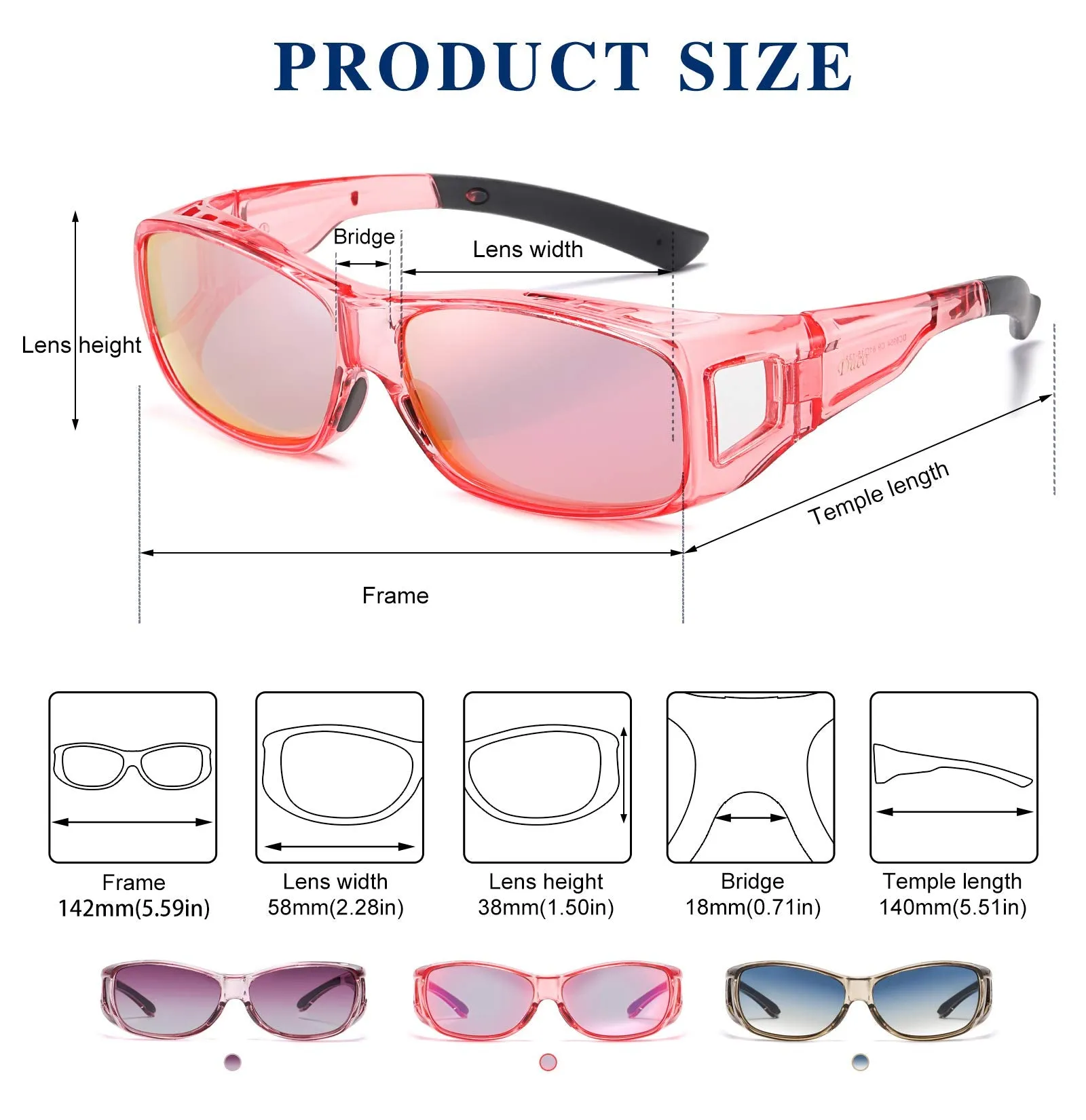 DUCO Men's Wraparound Fitover Polarizd Wear Over Sunglasses 8953