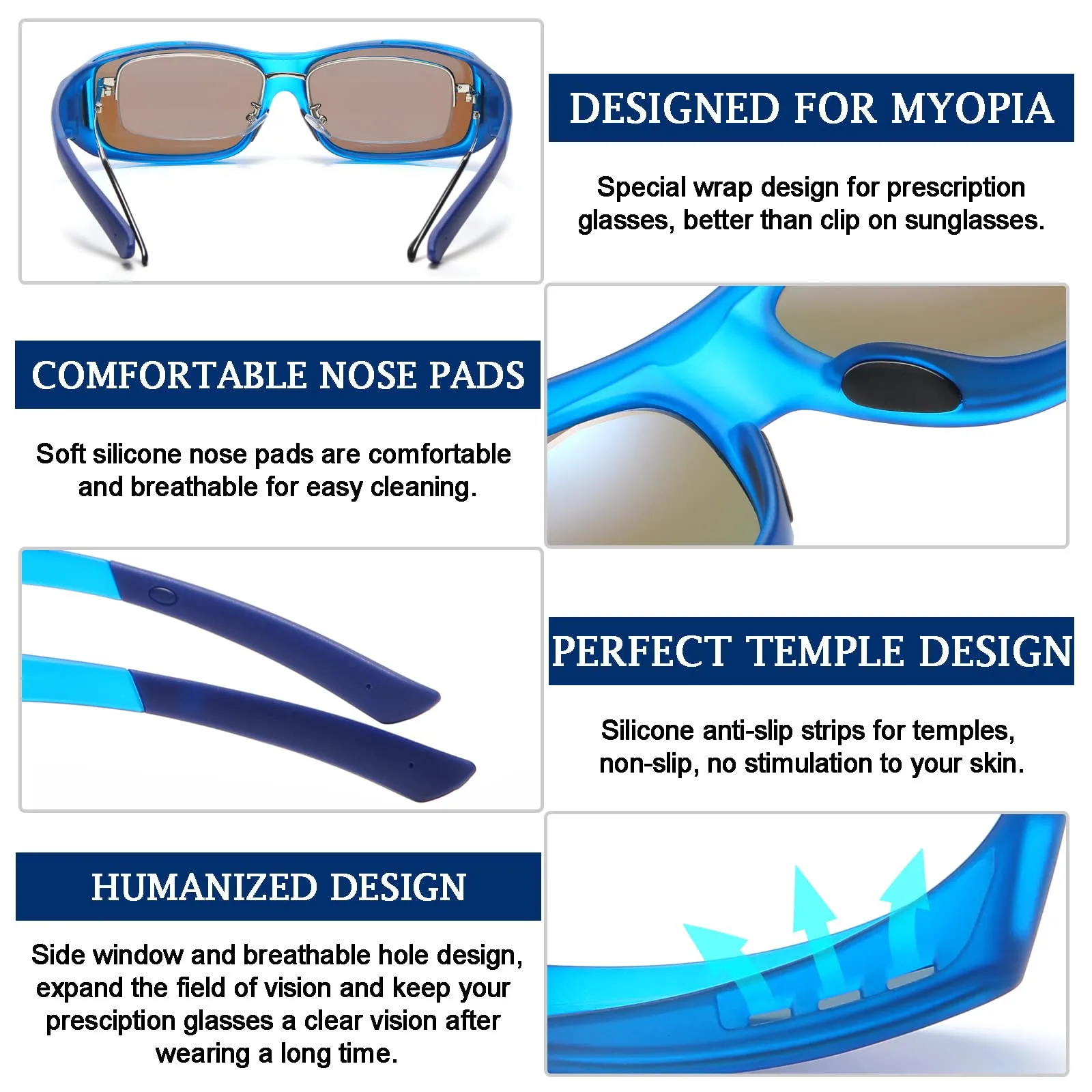 DUCO Men's Wraparound Fitover Polarizd Wear Over Sunglasses 8953