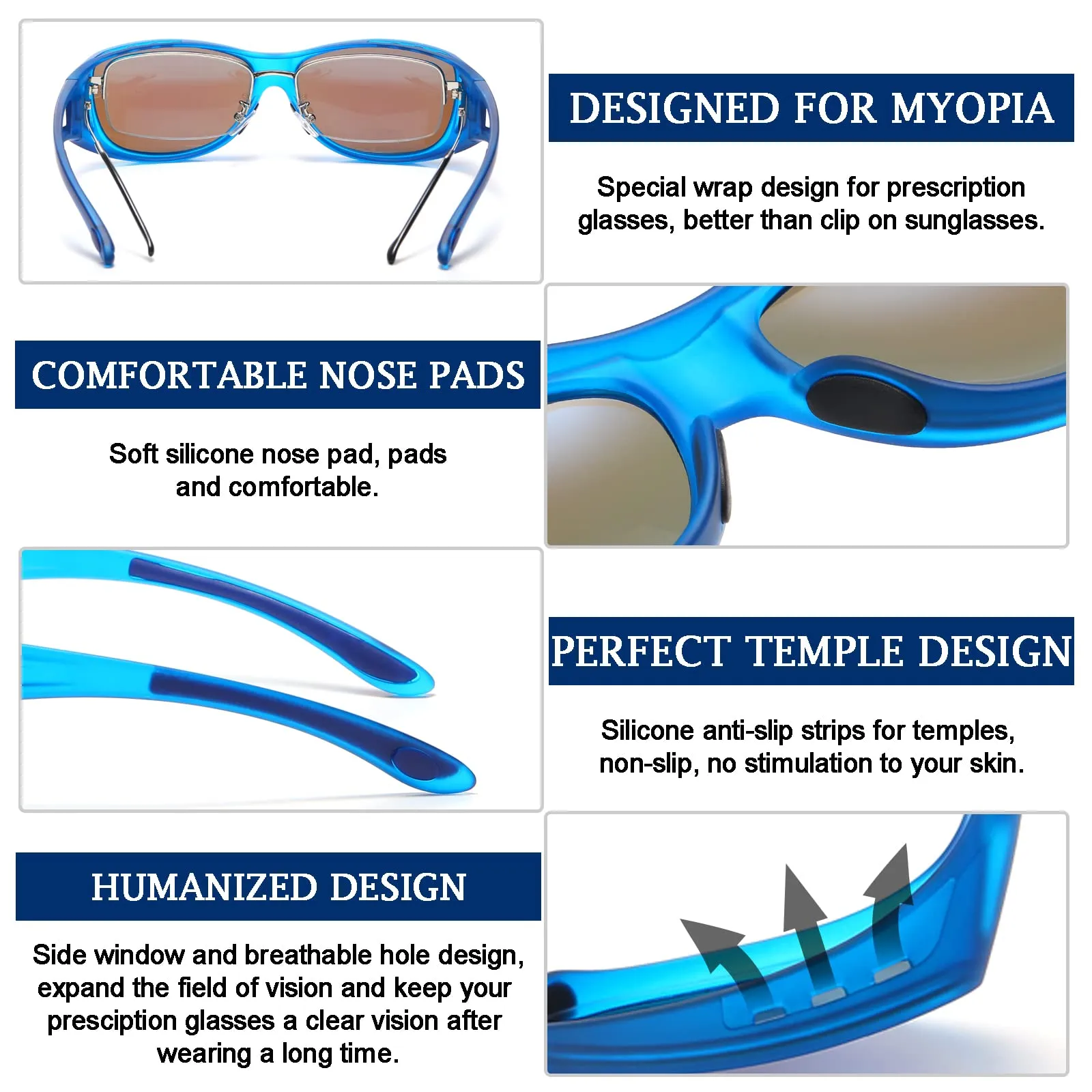 DUCO Men's Wraparound Fitover Polarizd Wear Over Sunglasses 8953