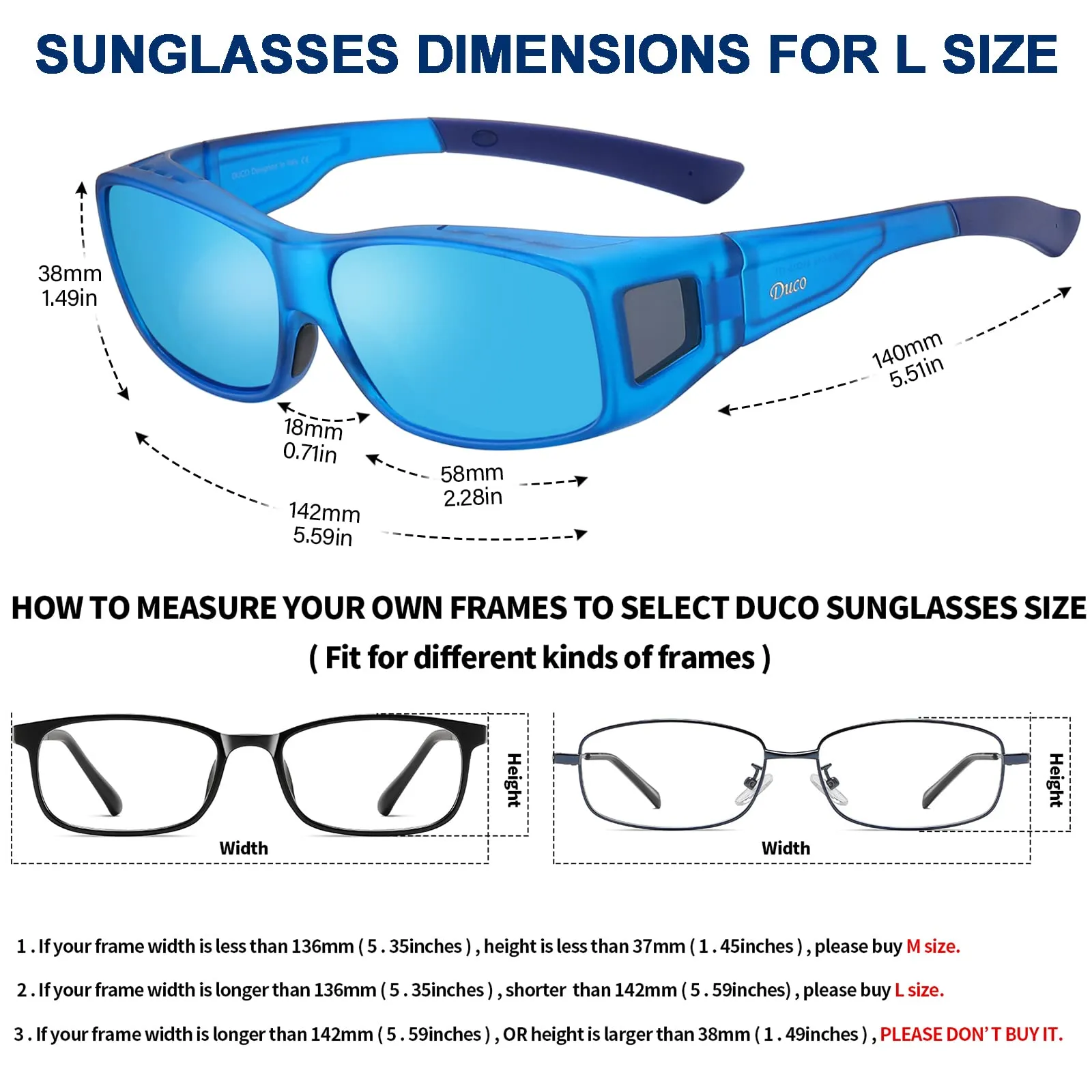 DUCO Men's Wraparound Fitover Polarizd Wear Over Sunglasses 8953