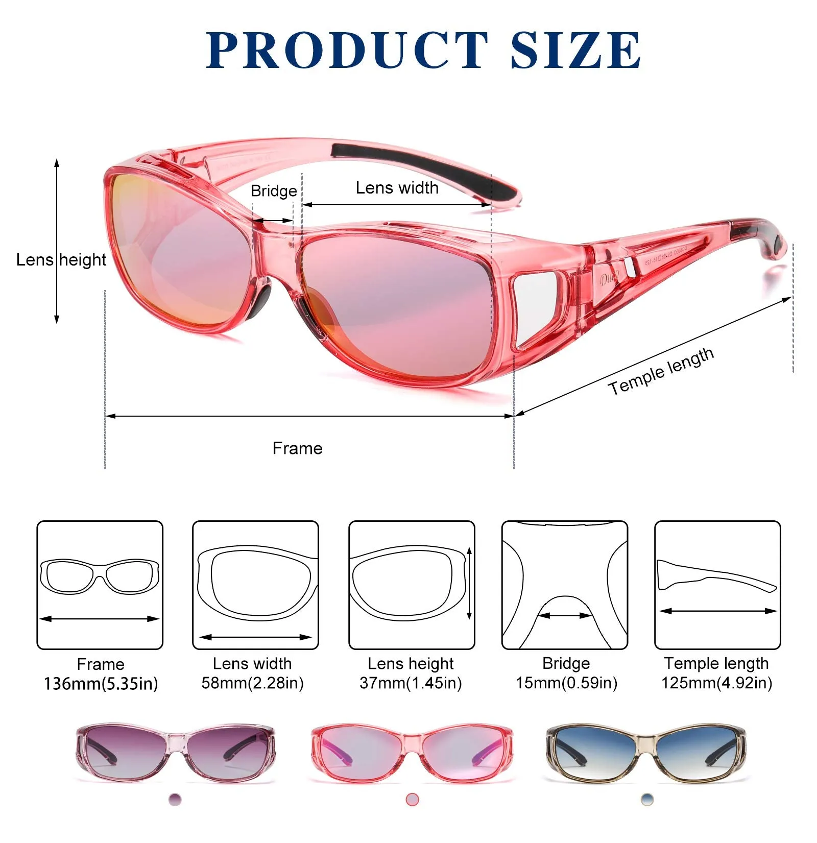 DUCO Men's Wraparound Fitover Polarizd Wear Over Sunglasses 8953