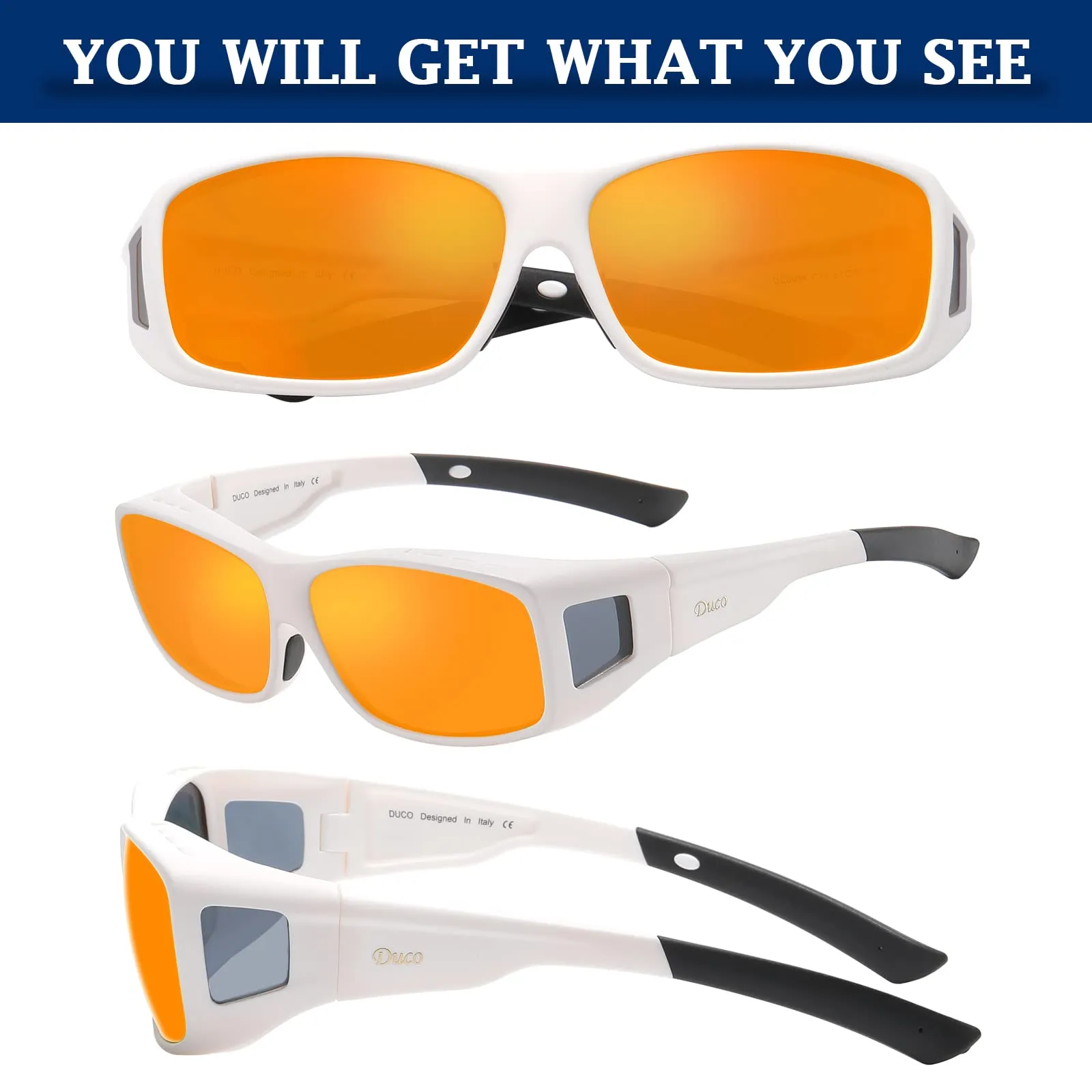 DUCO Men's Wraparound Fitover Polarizd Wear Over Sunglasses 8953