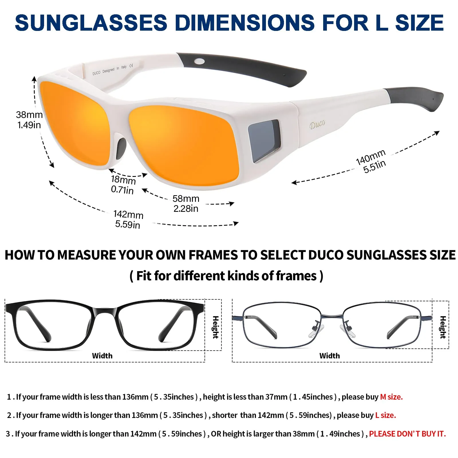 DUCO Men's Wraparound Fitover Polarizd Wear Over Sunglasses 8953