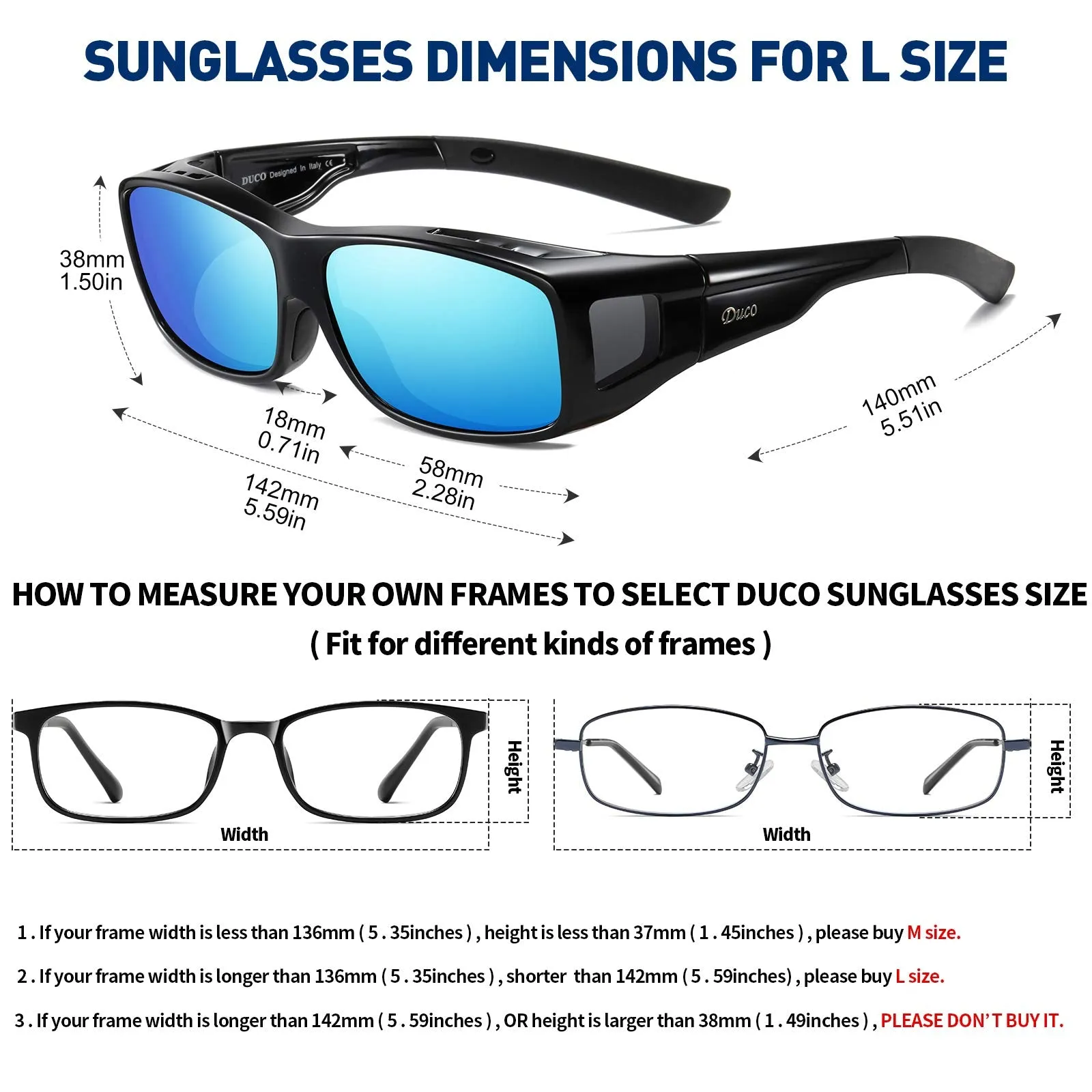 DUCO Men's Wraparound Fitover Polarizd Wear Over Sunglasses 8953