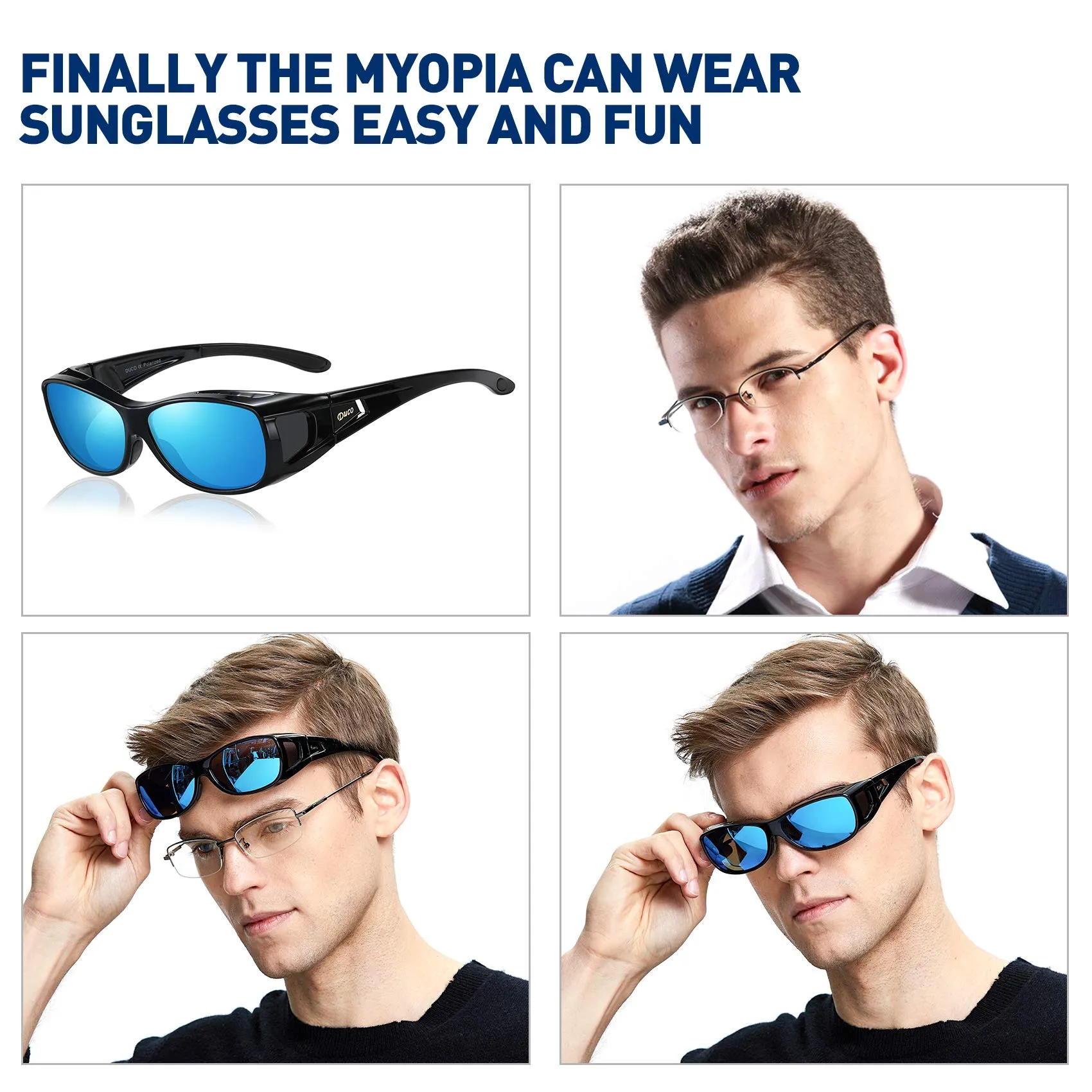 DUCO Men's Wraparound Fitover Polarizd Wear Over Sunglasses 8953