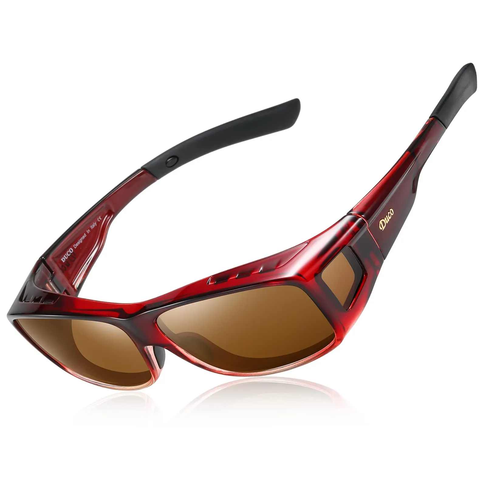 DUCO Men's Wraparound Fitover Polarizd Wear Over Sunglasses 8953