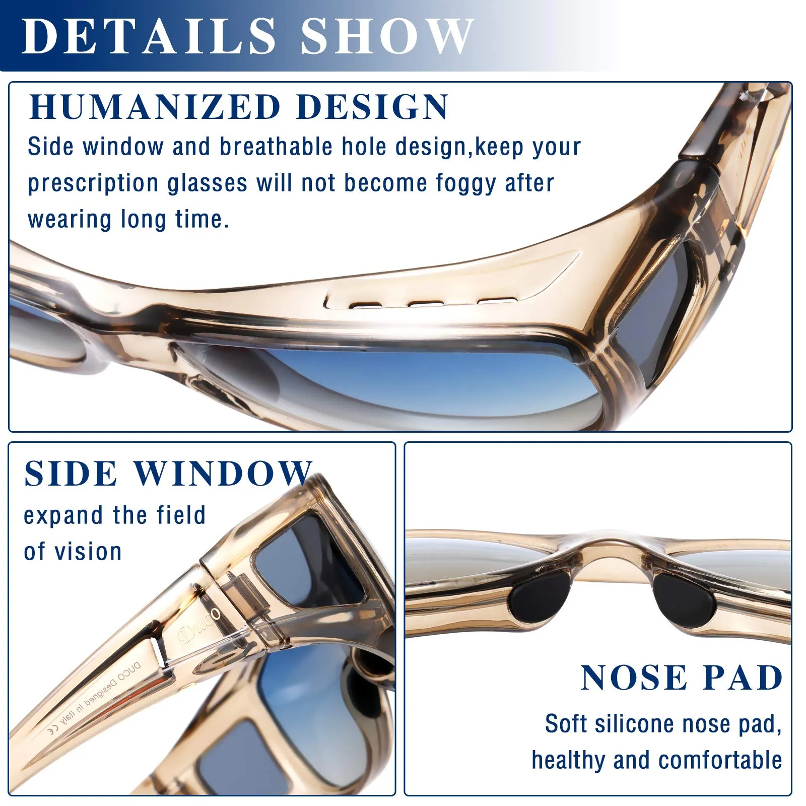DUCO Men's Wraparound Fitover Polarizd Wear Over Sunglasses 8953