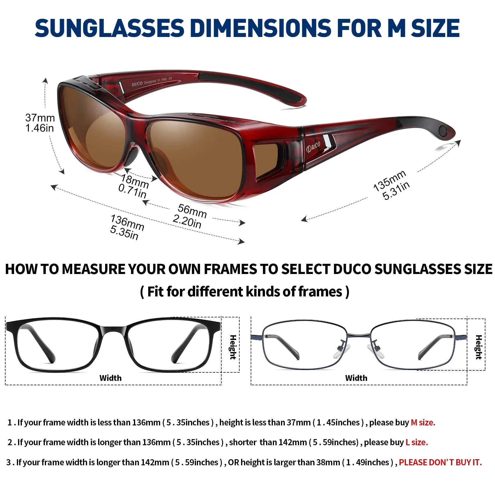 DUCO Men's Wraparound Fitover Polarizd Wear Over Sunglasses 8953