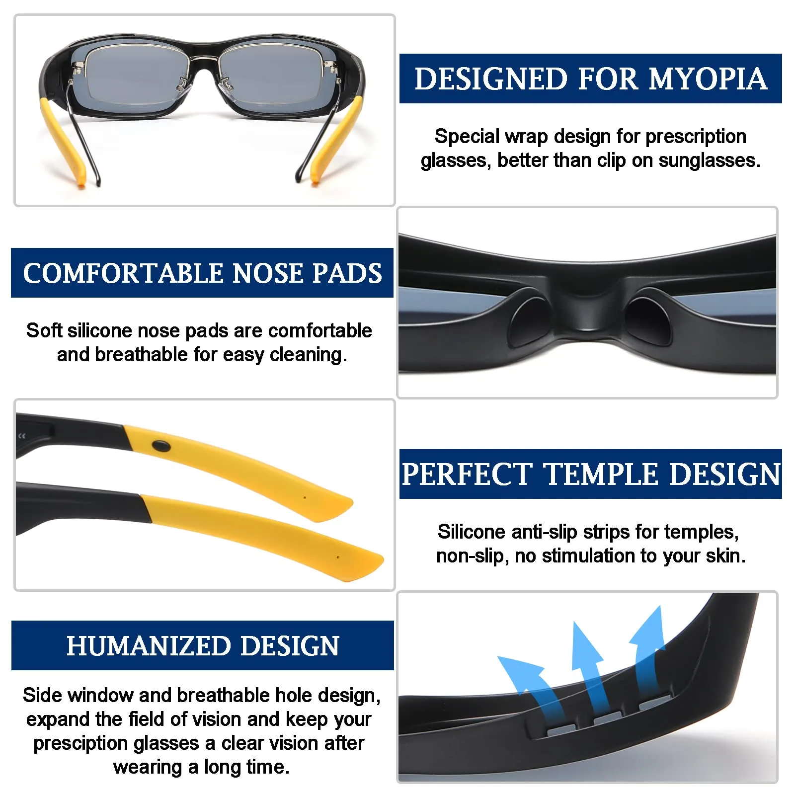 DUCO Men's Wraparound Fitover Polarizd Wear Over Sunglasses 8953