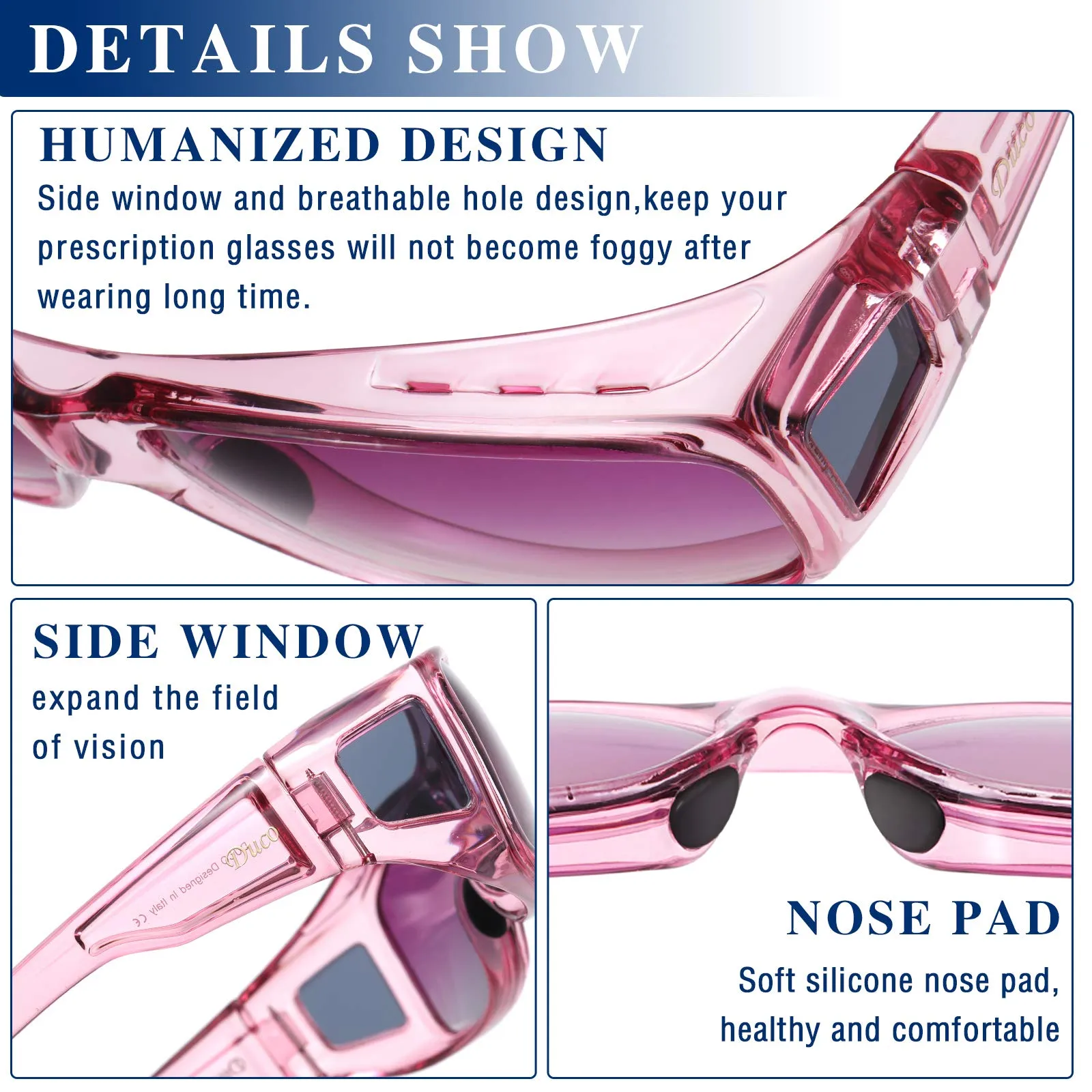 DUCO Men's Wraparound Fitover Polarizd Wear Over Sunglasses 8953