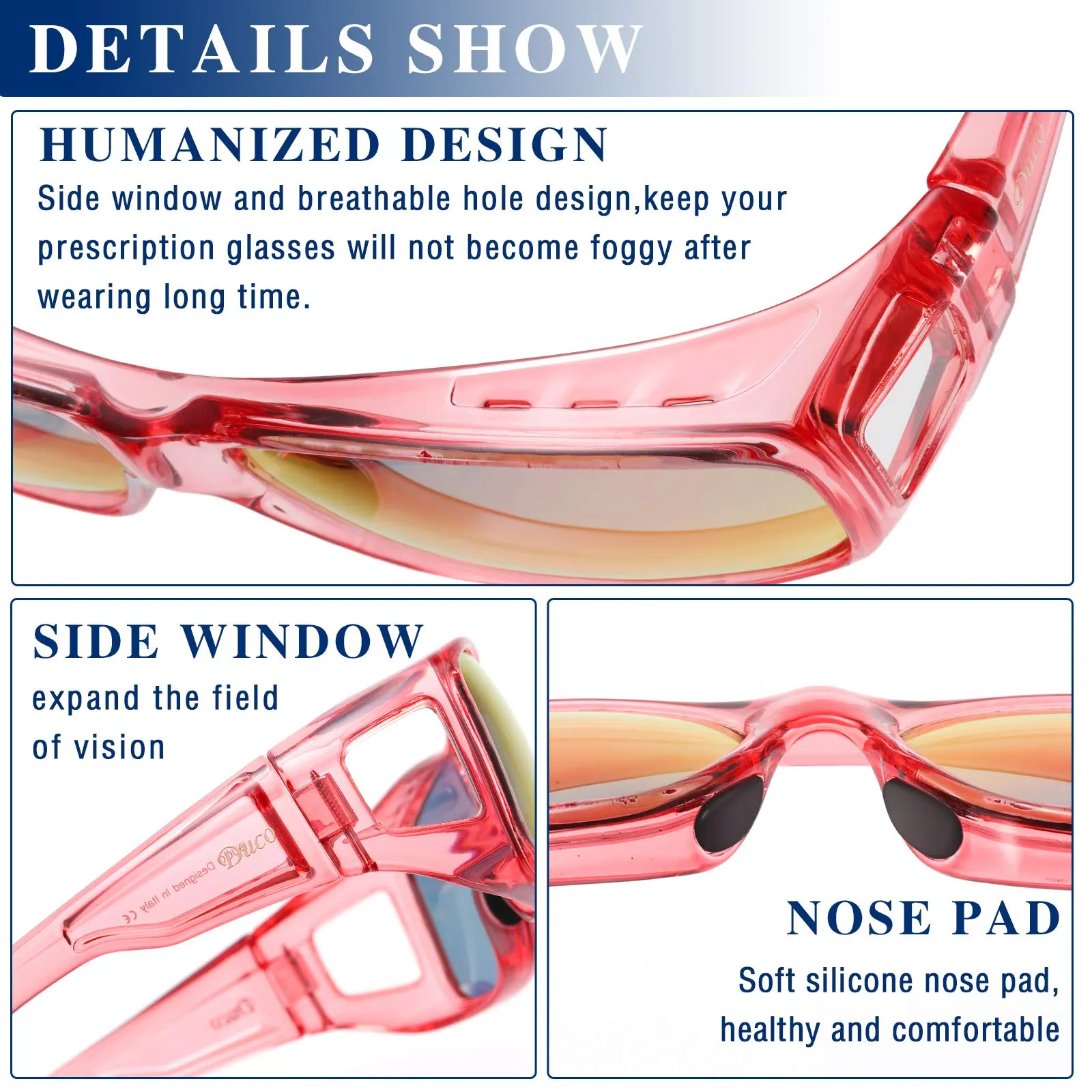 DUCO Men's Wraparound Fitover Polarizd Wear Over Sunglasses 8953