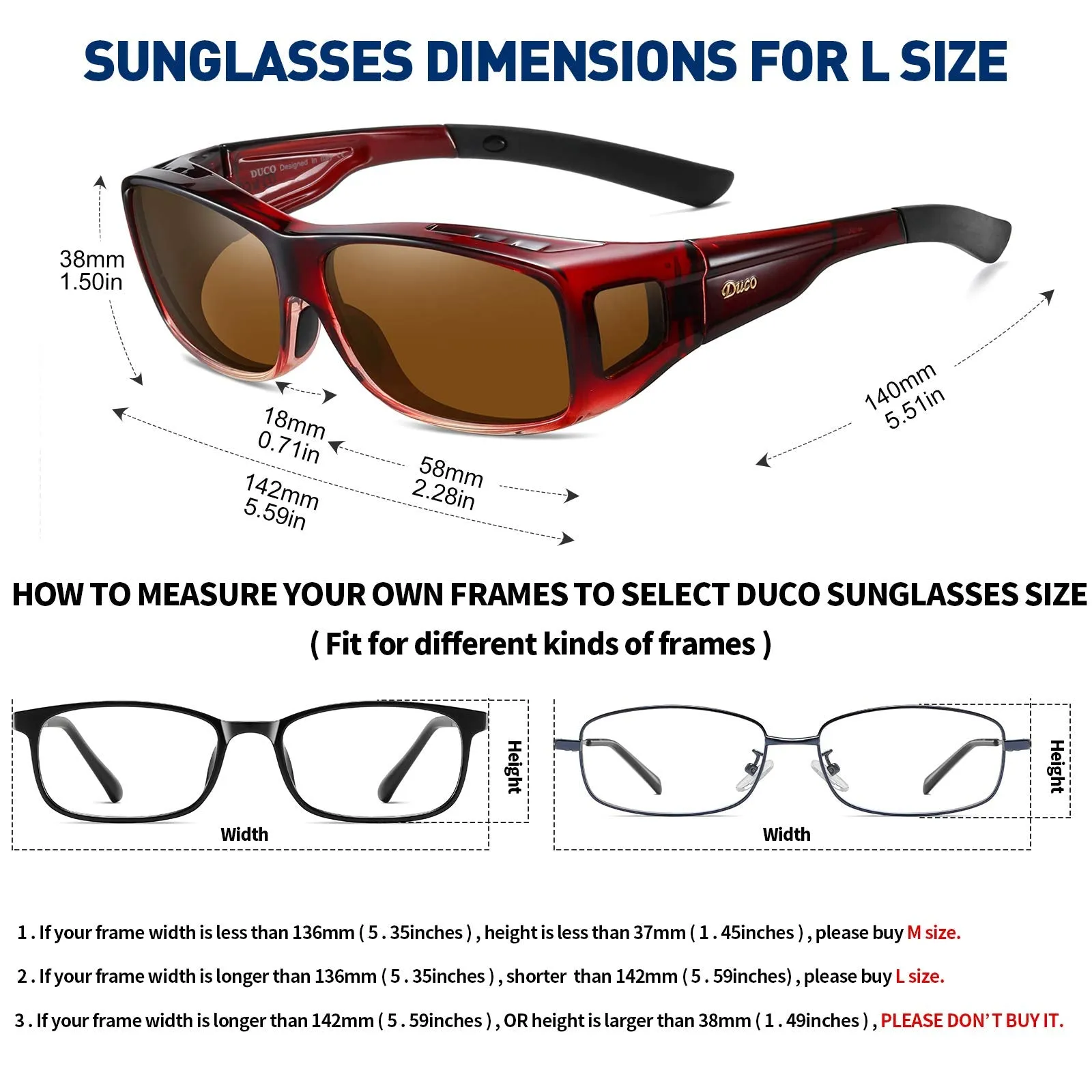 DUCO Men's Wraparound Fitover Polarizd Wear Over Sunglasses 8953