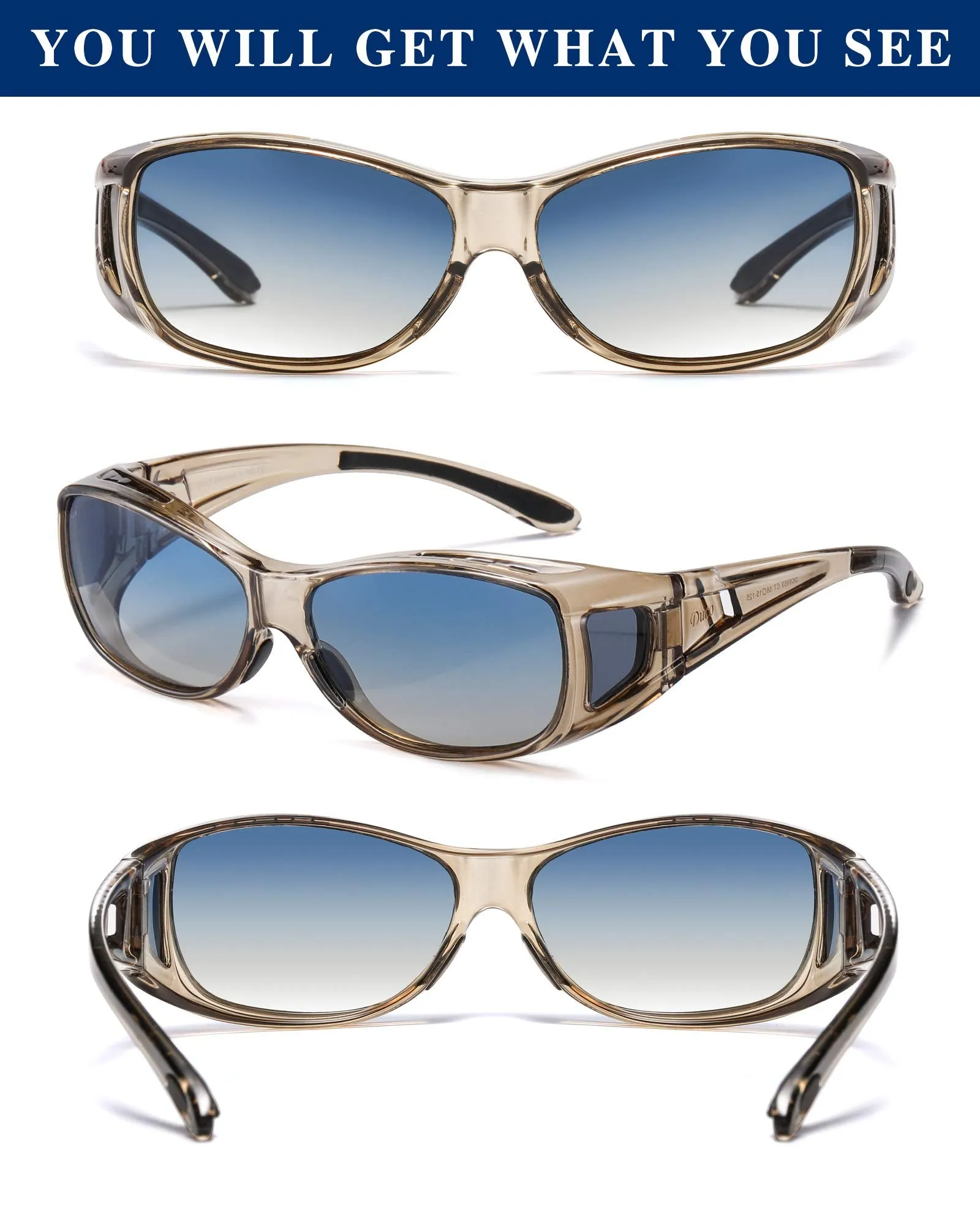 DUCO Men's Wraparound Fitover Polarizd Wear Over Sunglasses 8953