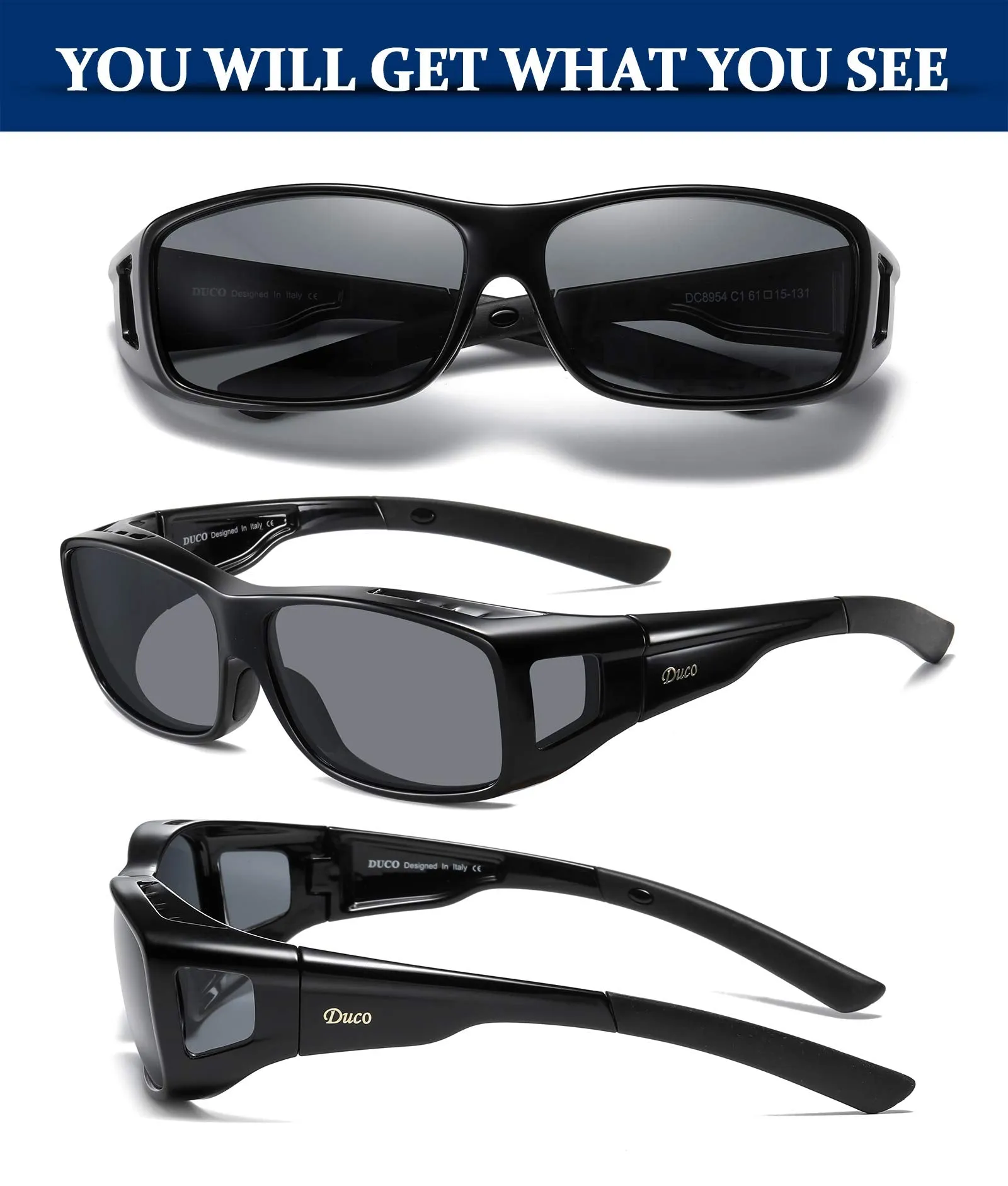 DUCO Men's Wraparound Fitover Polarizd Wear Over Sunglasses 8953