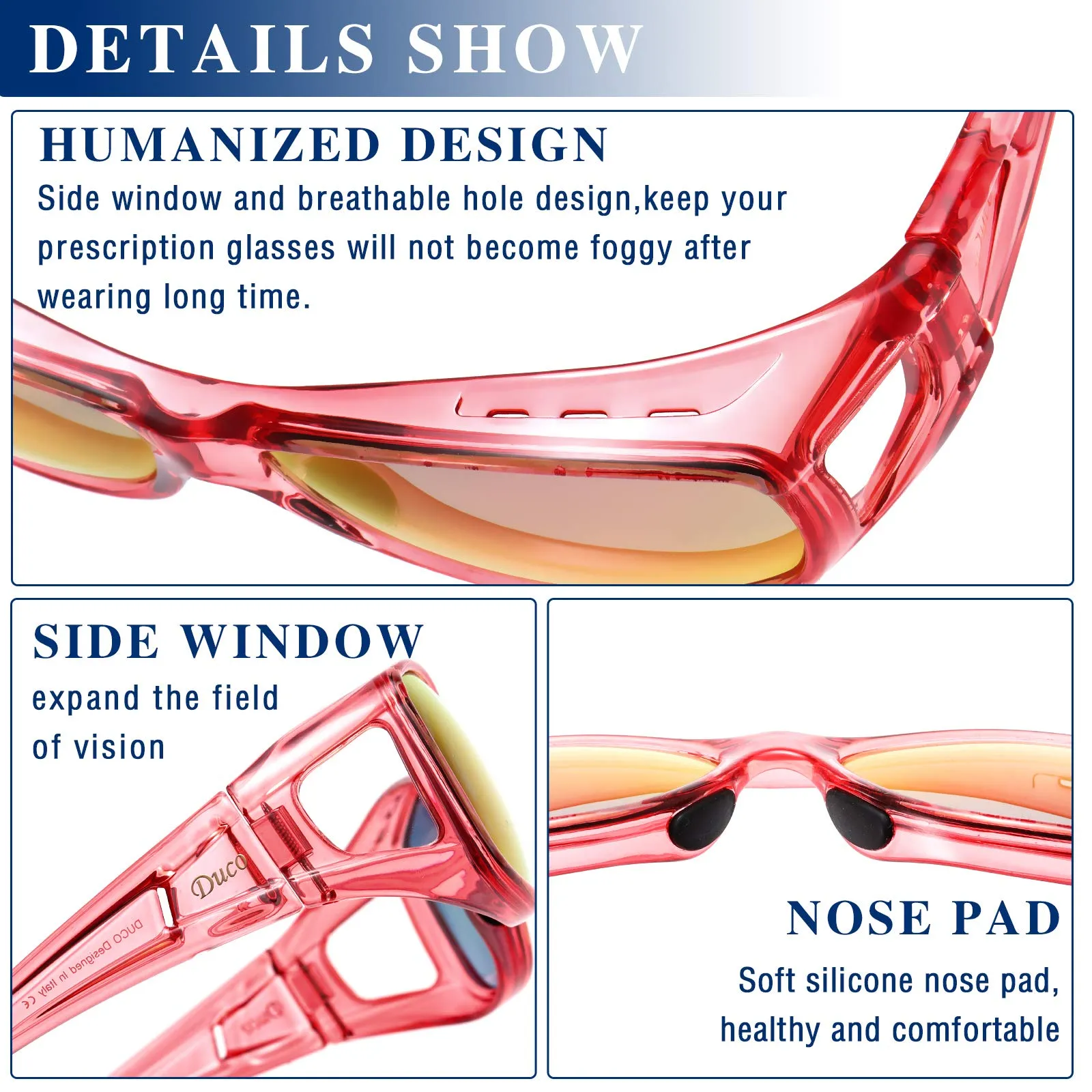 DUCO Men's Wraparound Fitover Polarizd Wear Over Sunglasses 8953