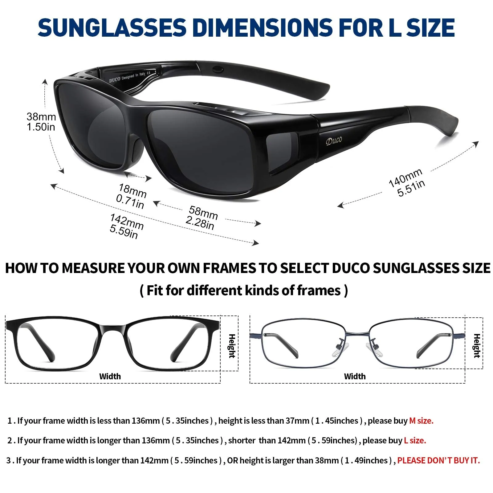 DUCO Men's Wraparound Fitover Polarizd Wear Over Sunglasses 8953