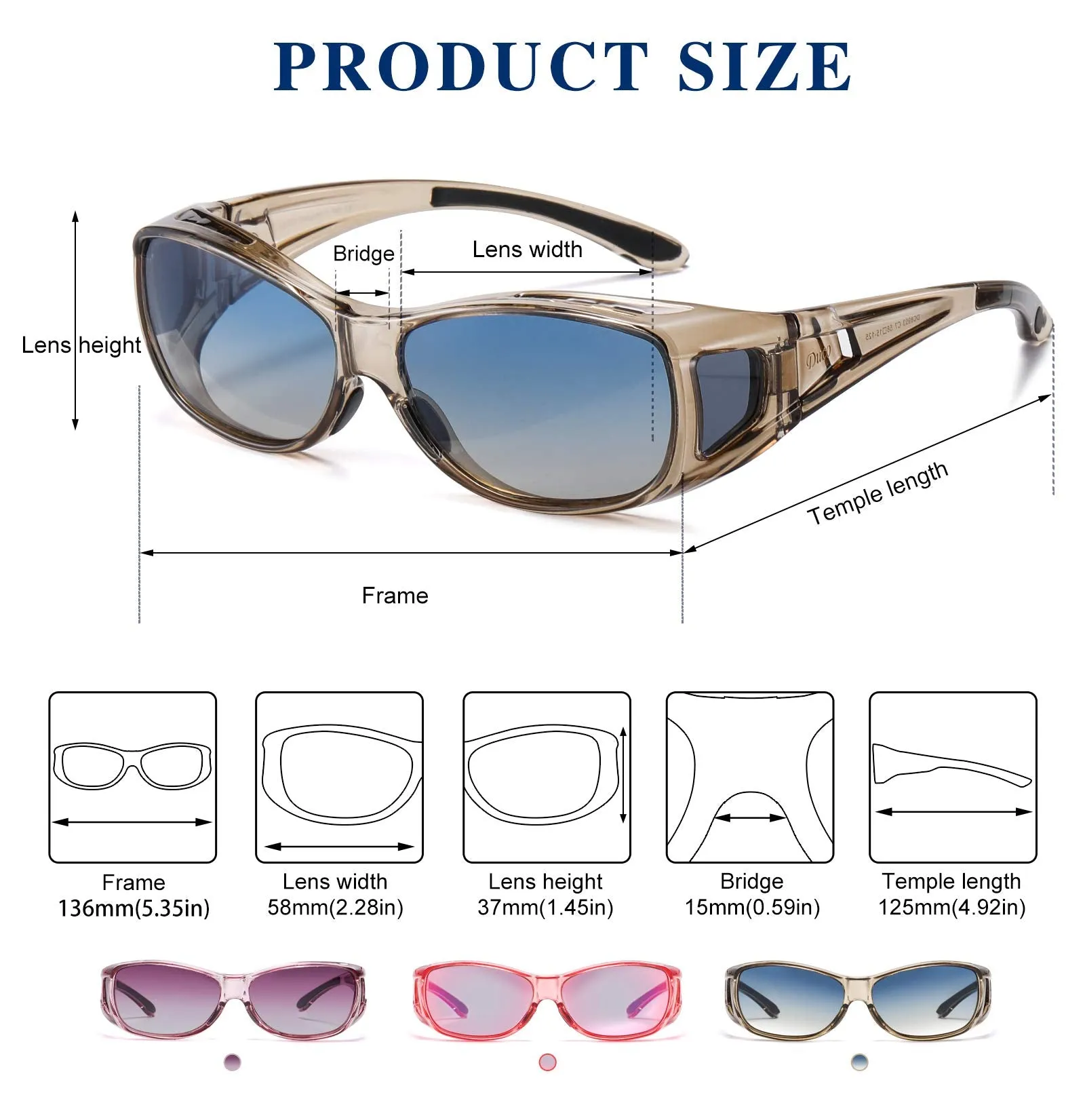 DUCO Men's Wraparound Fitover Polarizd Wear Over Sunglasses 8953