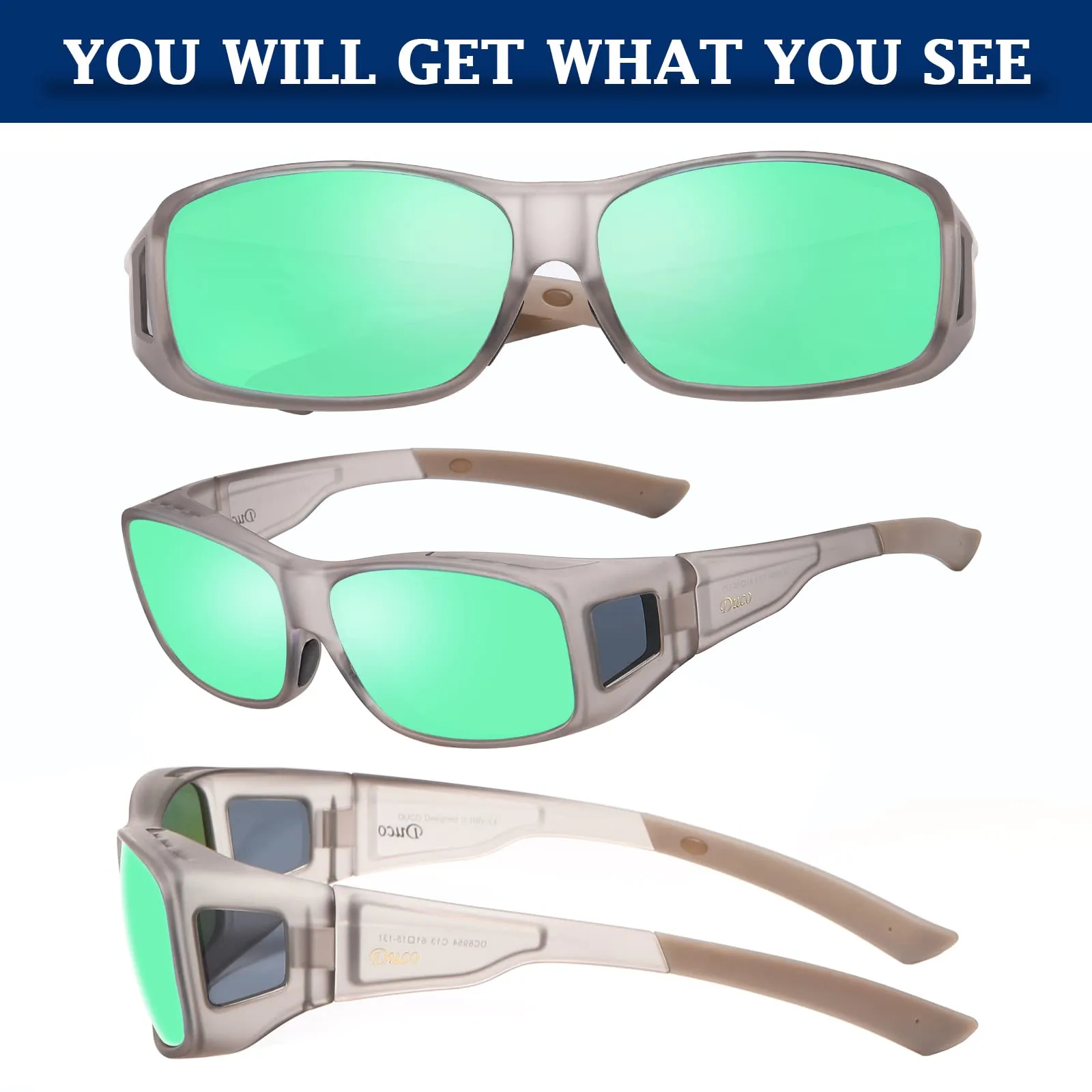 DUCO Men's Wraparound Fitover Polarizd Wear Over Sunglasses 8953