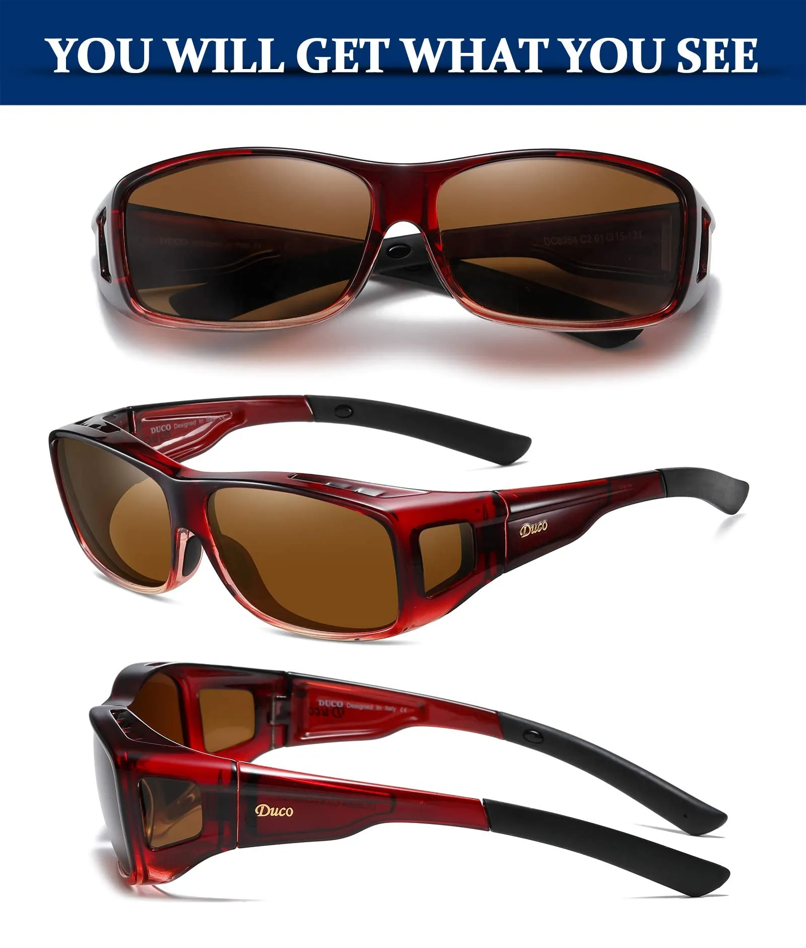 DUCO Men's Wraparound Fitover Polarizd Wear Over Sunglasses 8953