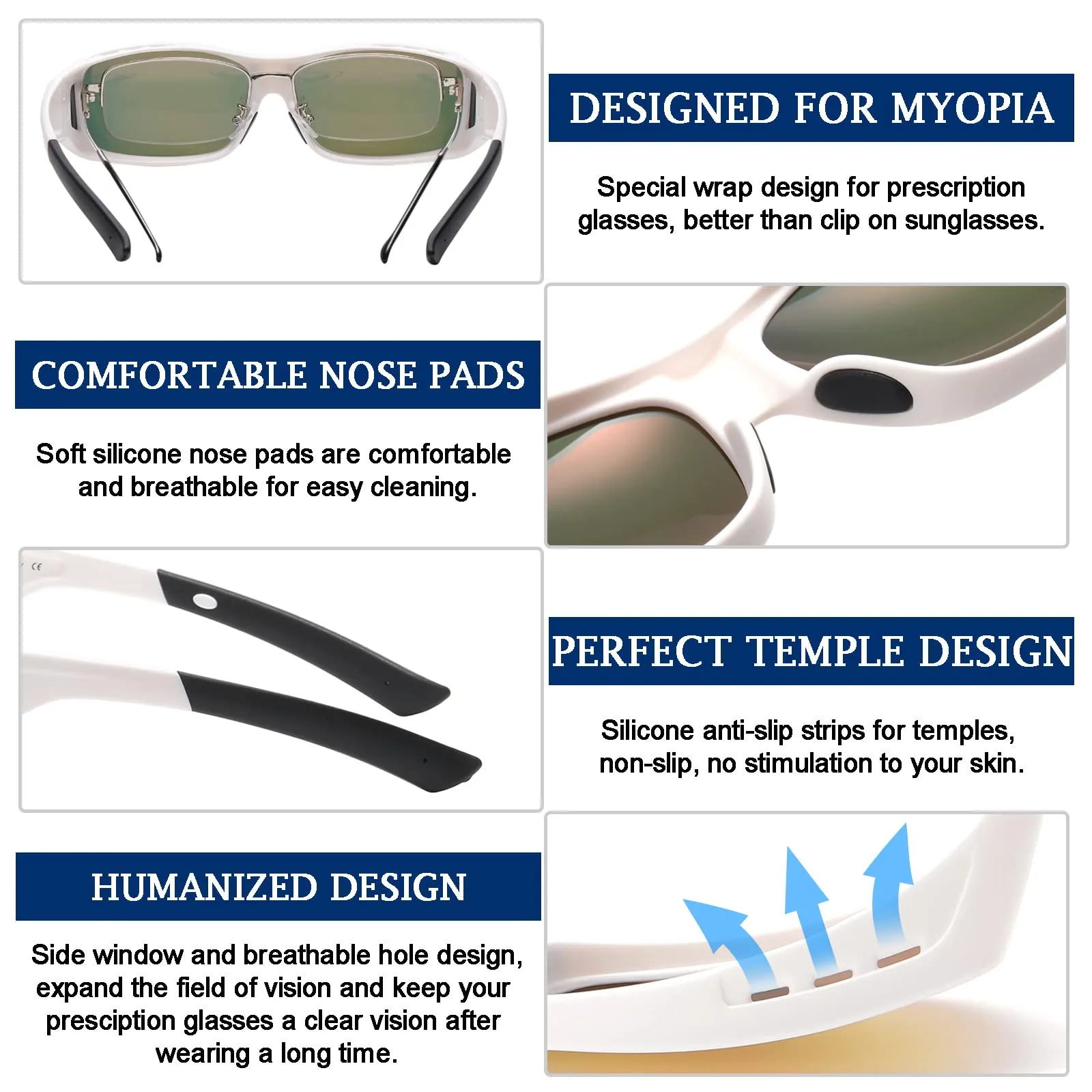 DUCO Men's Wraparound Fitover Polarizd Wear Over Sunglasses 8953