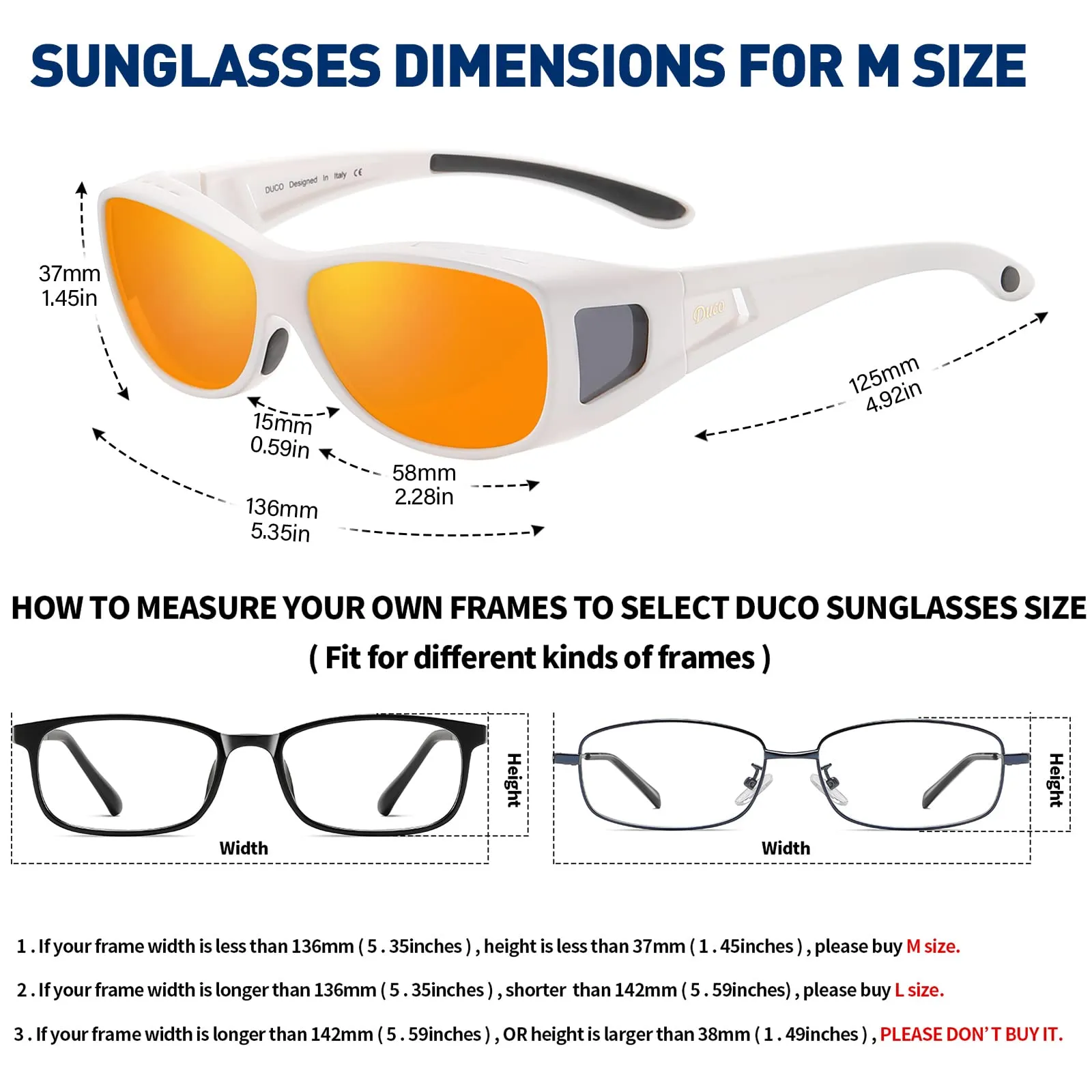 DUCO Men's Wraparound Fitover Polarizd Wear Over Sunglasses 8953