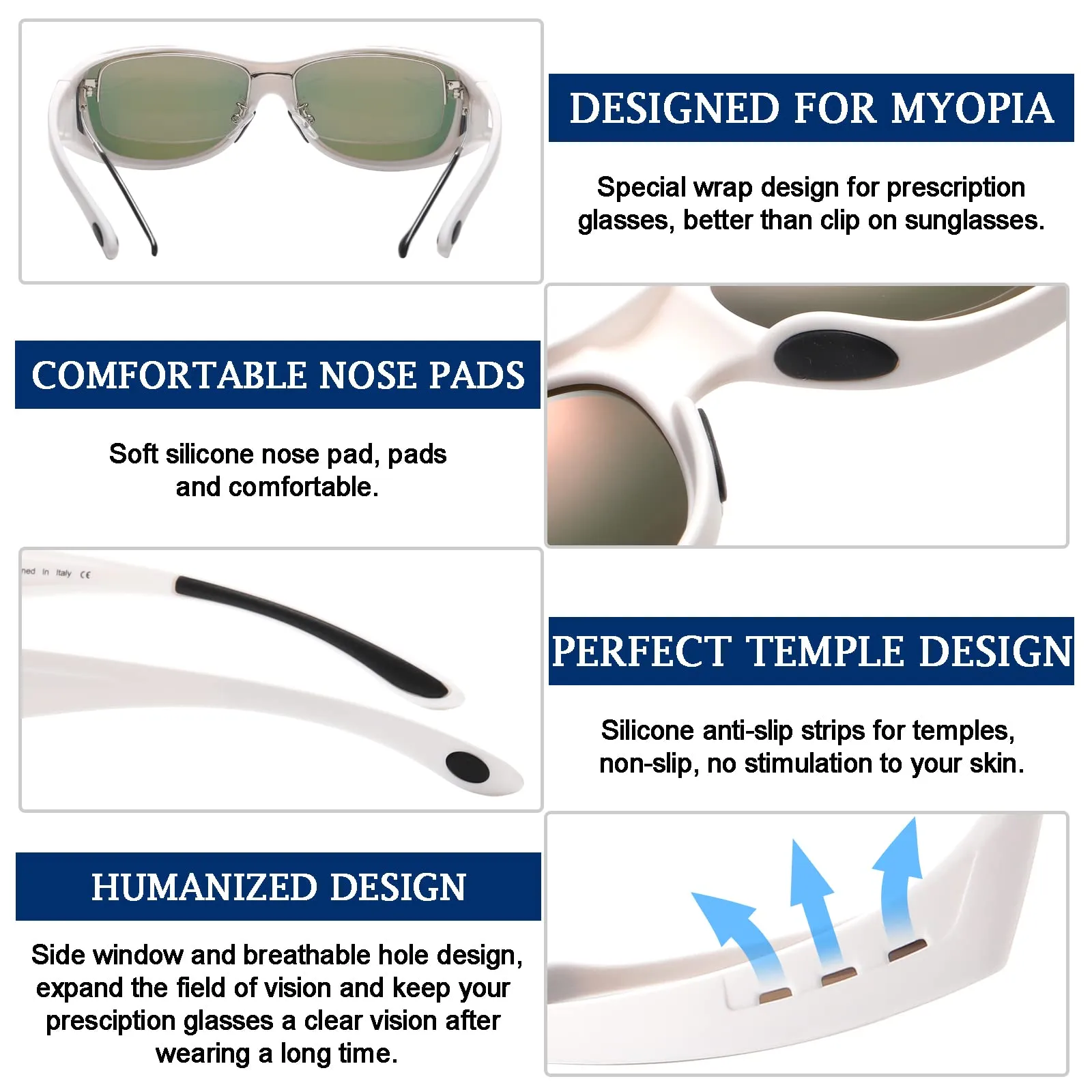 DUCO Men's Wraparound Fitover Polarizd Wear Over Sunglasses 8953