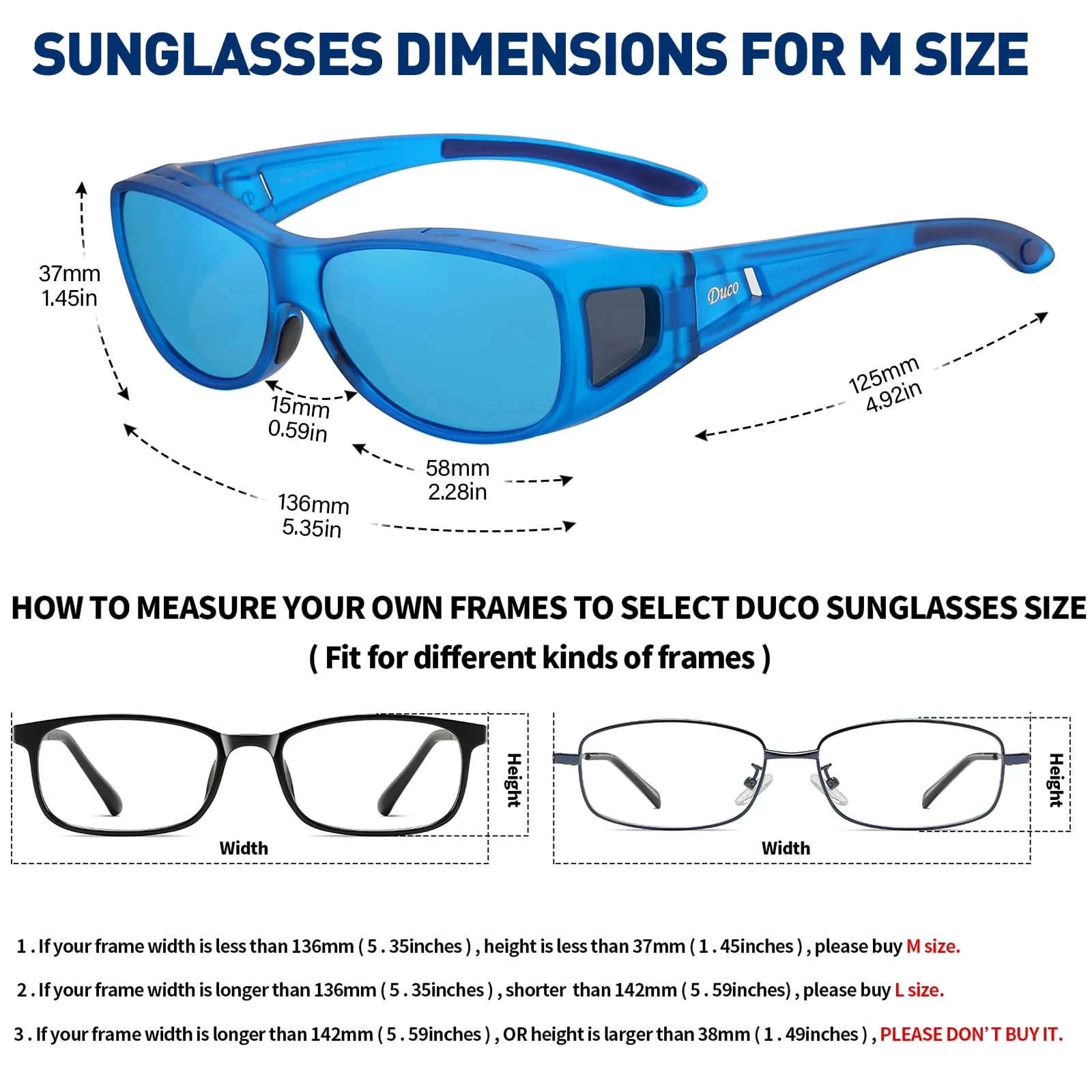 DUCO Men's Wraparound Fitover Polarizd Wear Over Sunglasses 8953