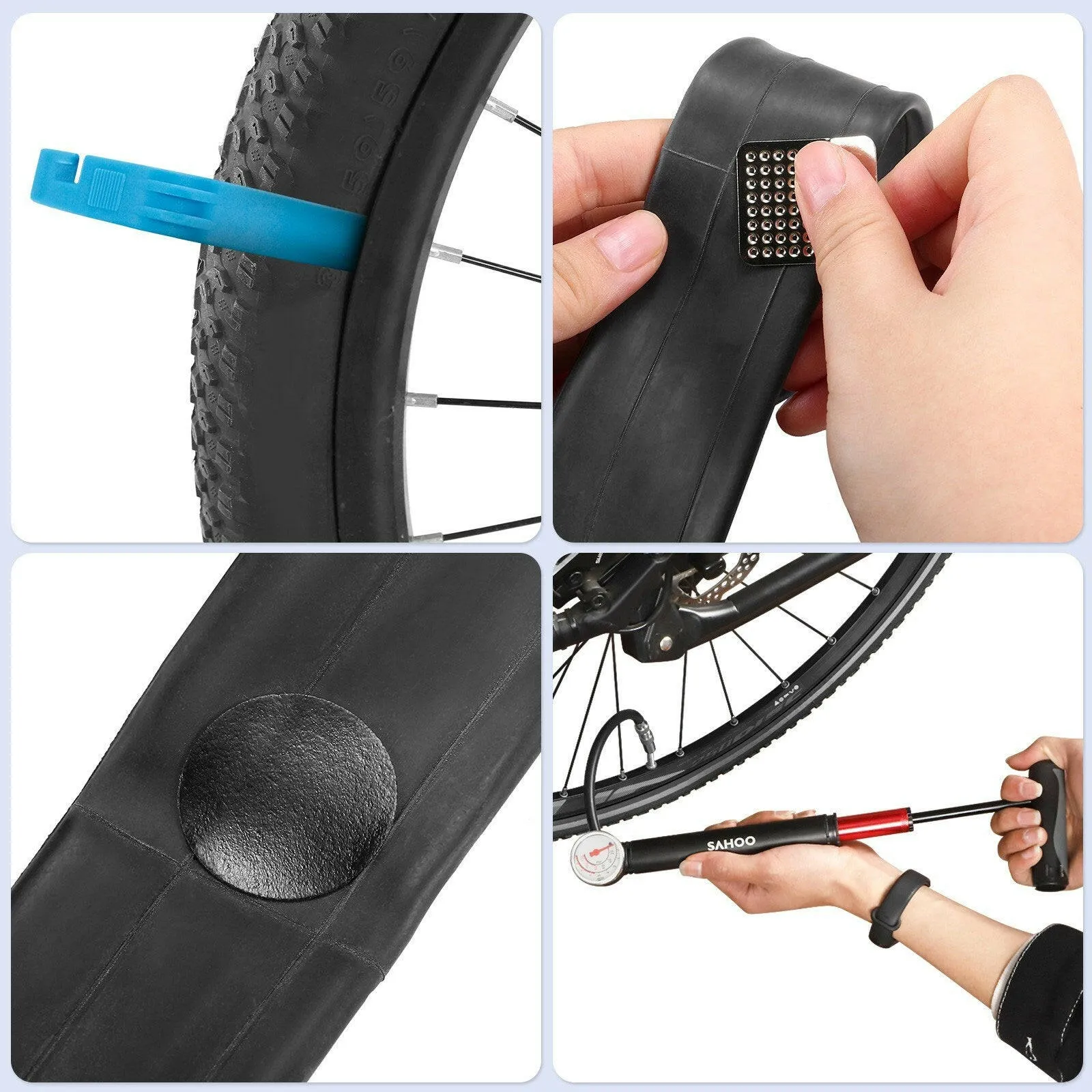 Mini Bike Pump with Tire Repair Kit Portable Mountain Bike Repair Tools Kit Bicycle Repair for Multipurpose Emergency Tire Repair Set 14 in 1 Bicycle Repair Multifunctional Tool Set Bike Maintenance Tool  High Air Pressure Tool