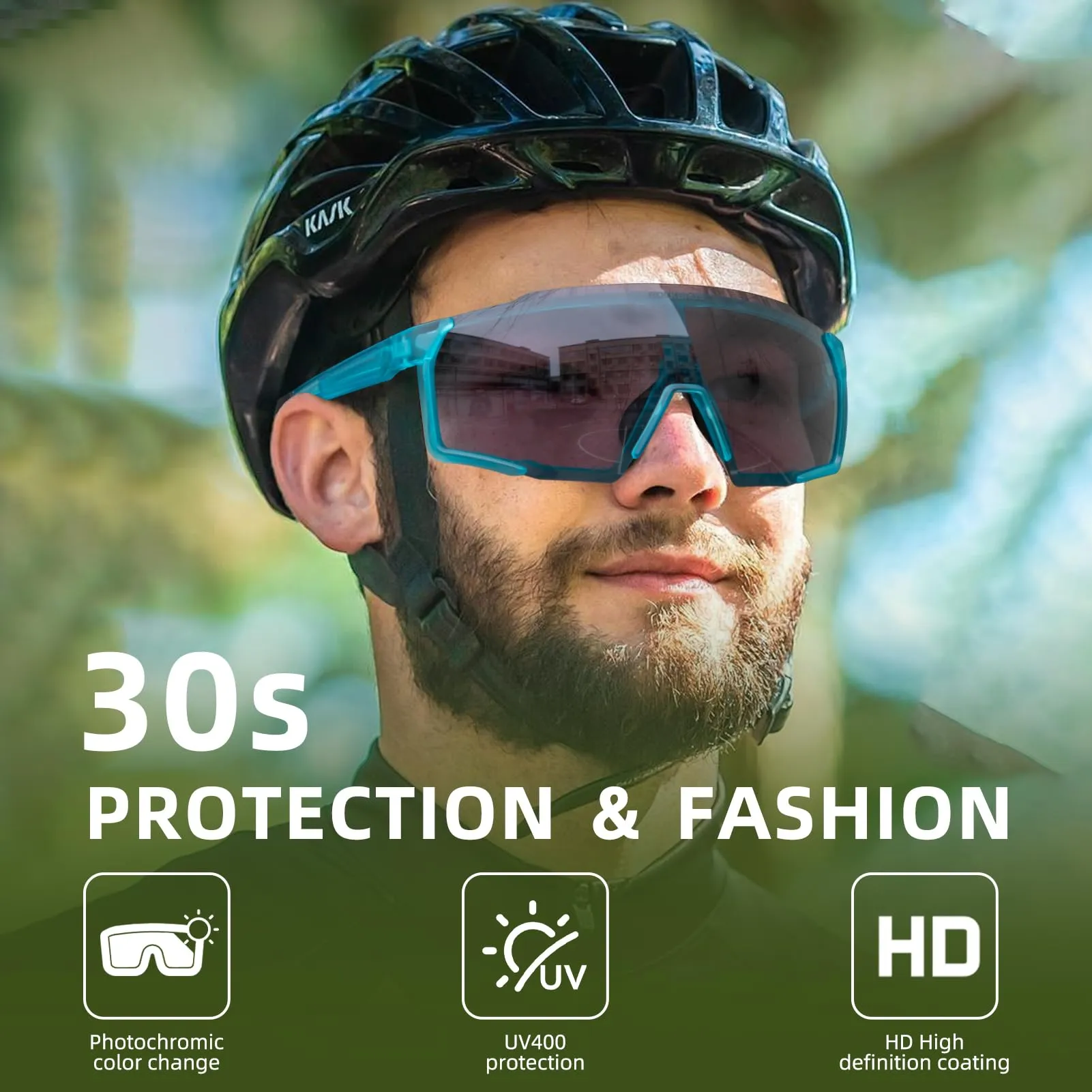 ROCKBROS Photochromic Sport Cycling Sunglasses for Men Women Lightweight UV Protection