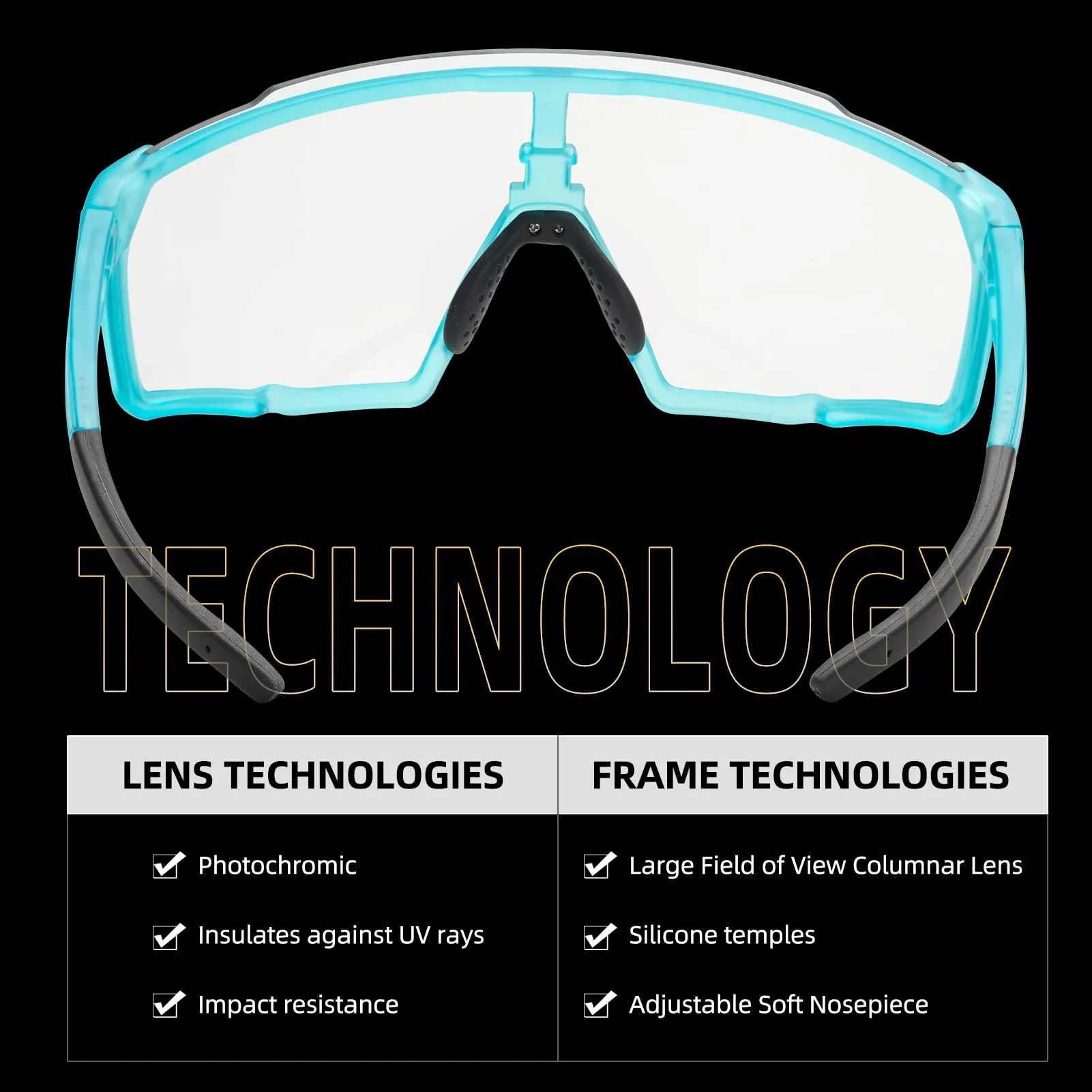 ROCKBROS Photochromic Sport Cycling Sunglasses for Men Women Lightweight UV Protection