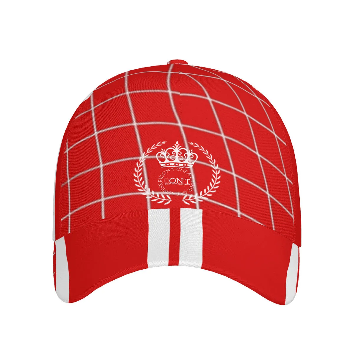 Royalty 24 White Logo,Netting ,Stripes & Red Curved Brim Baseball Cap (AOP)