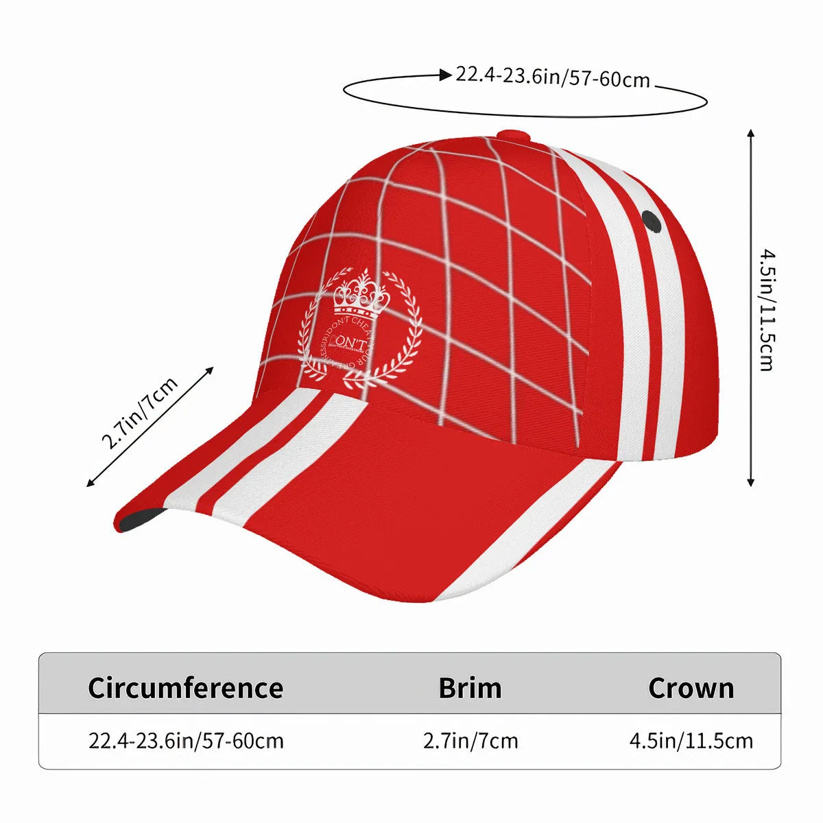 Royalty 24 White Logo,Netting ,Stripes & Red Curved Brim Baseball Cap (AOP)