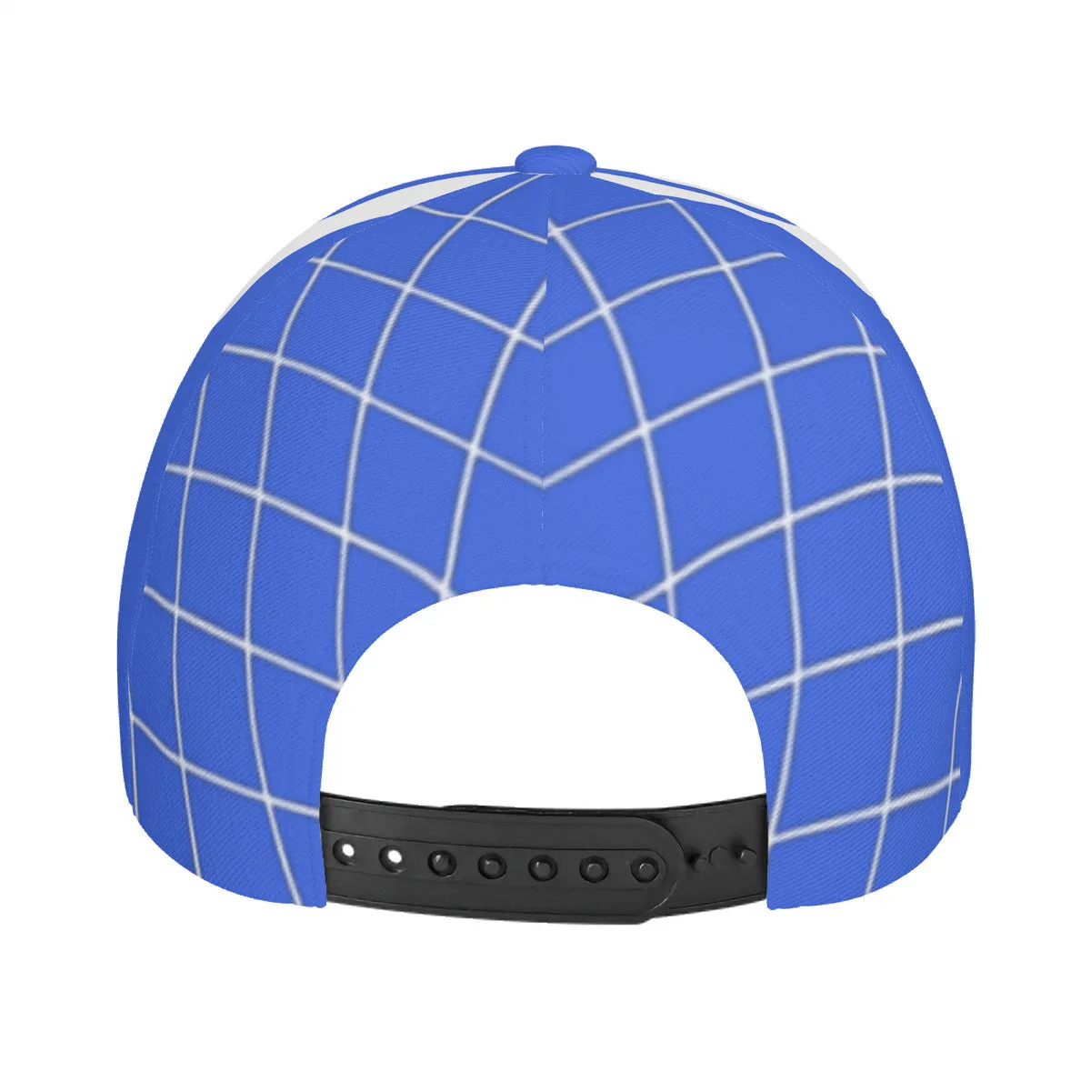 Royalty DON'T D4XV  White Logo, Stripes & Royal Blue Curved Brim Baseball Cap (AOP)